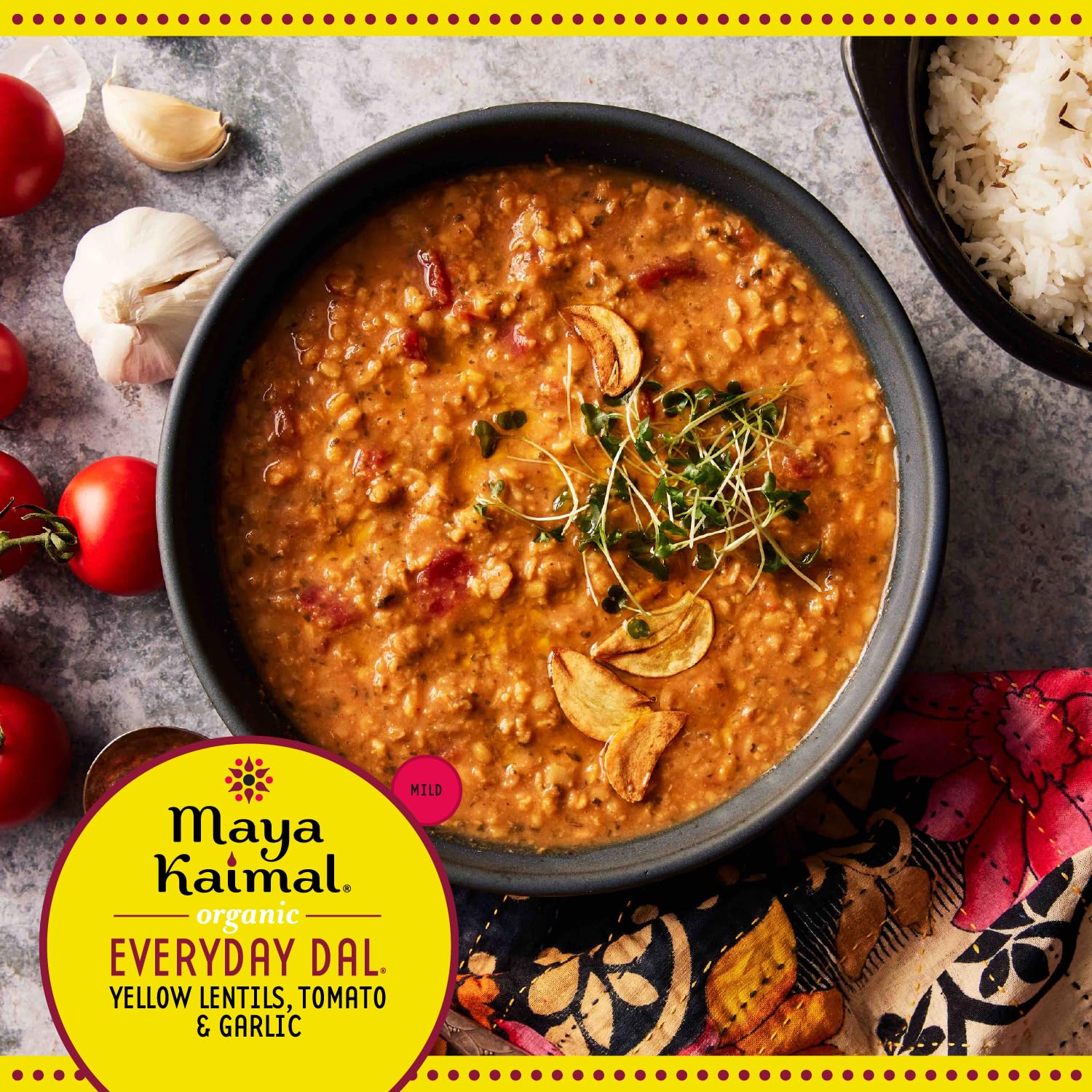 Maya Kaimal Foods Organic Indian Everyday Dal (Pack of 1) – Fully Cooked Ready to Eat Meals w/Yellow Lentils, Tomato & Garlic – Vegan, Kosher & Non-GMO Microwavable Indian Food - Image 4