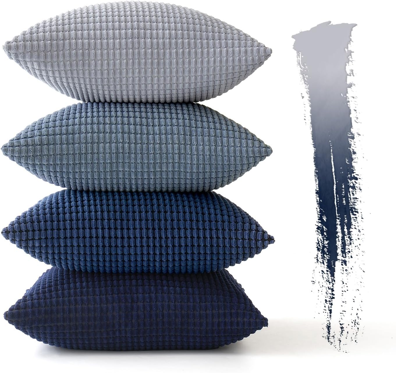 MIULEE Blue Decorative Pillow Covers 18x18 Inch Set of 4 Boho Western Farmhouse Home Decor Couch Throw Pillows Summer Coastal Corduroy Pillowcases Industrial for Sofa Living Room Bed - Image 7