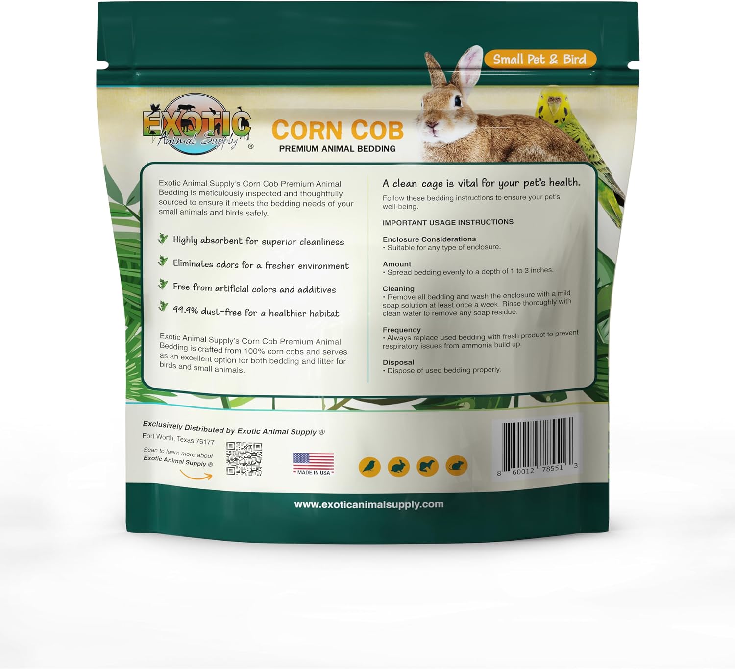 Natural Corn Cob Bedding, Corn Cob Litter, Dust-Free, Birds and Small Animals, ~10 lbs (690 CU in) - Image 8