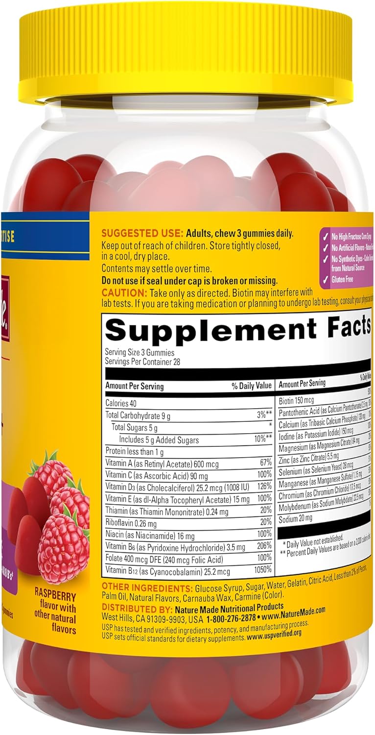 Nature Made Advanced Multivitamin Gummies 50 + for Her, Womens Multivitamins Gummies with Magnesium Citrate, Vitamin D3, Zinc, Calcium and All 8 B Vitamins, 84 Count, 28 Day Supply - Image 10
