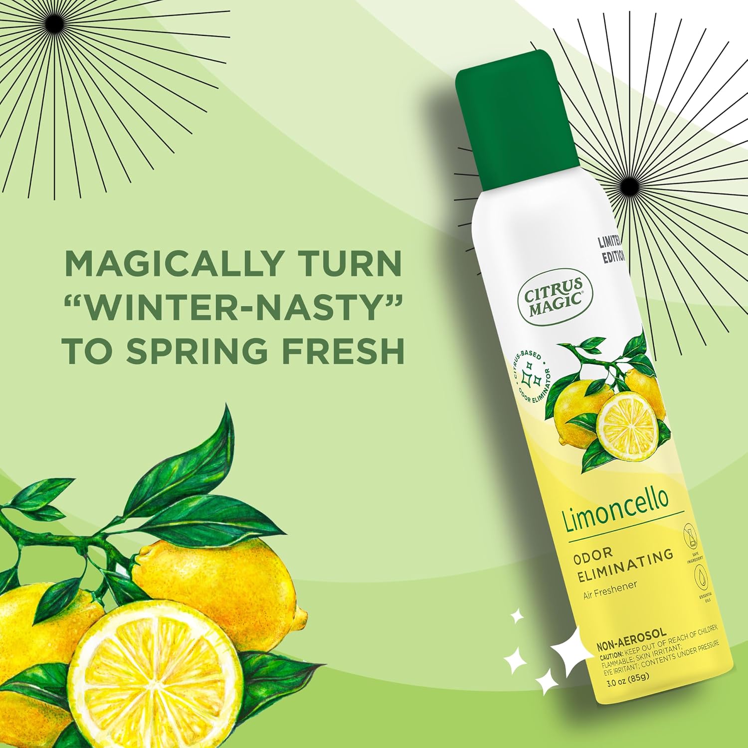 Citrus Magic Limited Edition Odor Eliminating Air Freshener Spray, Limoncello, 3-Ounce, Pack of 3 - Image 2