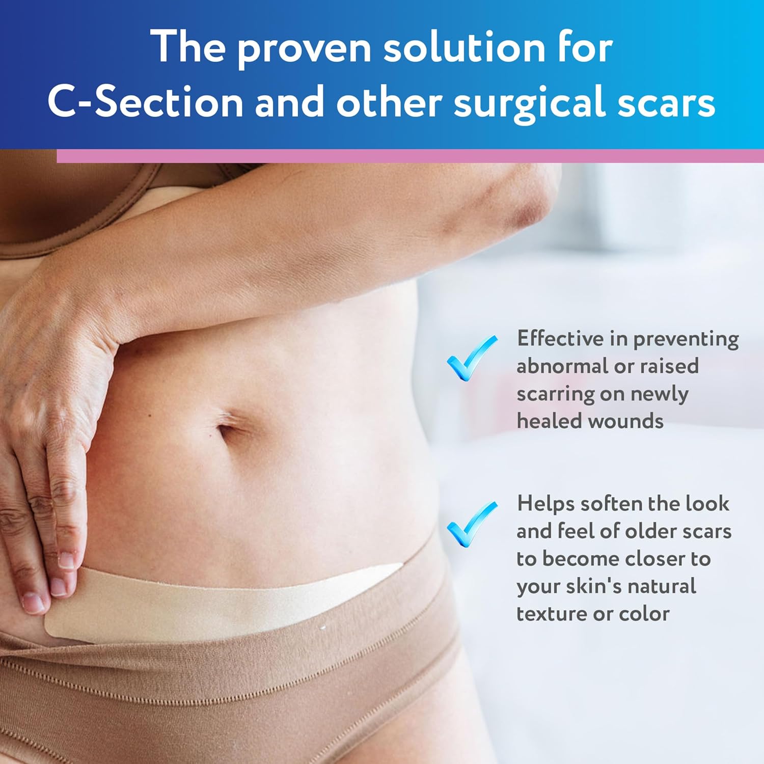 ScarAway Advanced Silicone Scar Sheets for C-Section, Reusable Strips (1.5” x 7”) for Hypertrophic and Keloid Scars from C-Section & Other Surgeries, 4 Sheets - Image 3