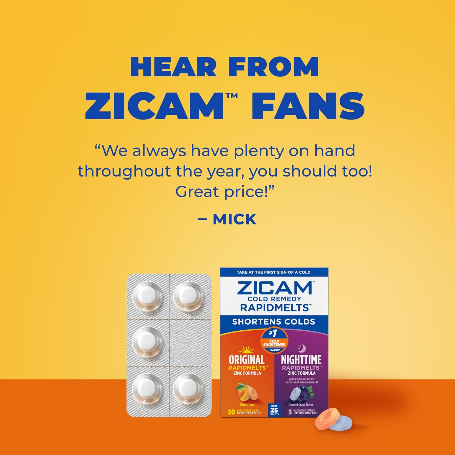 Zicam Cold Remedy Original + Nighttime RapidMelts Combo Pack, Non‑Drowsy Zinc Homeopathic Cold Shortening Relief for Nasal Congestion & Occasional Sleeplessness, Citrus & Grape, 25 Count - Image 8