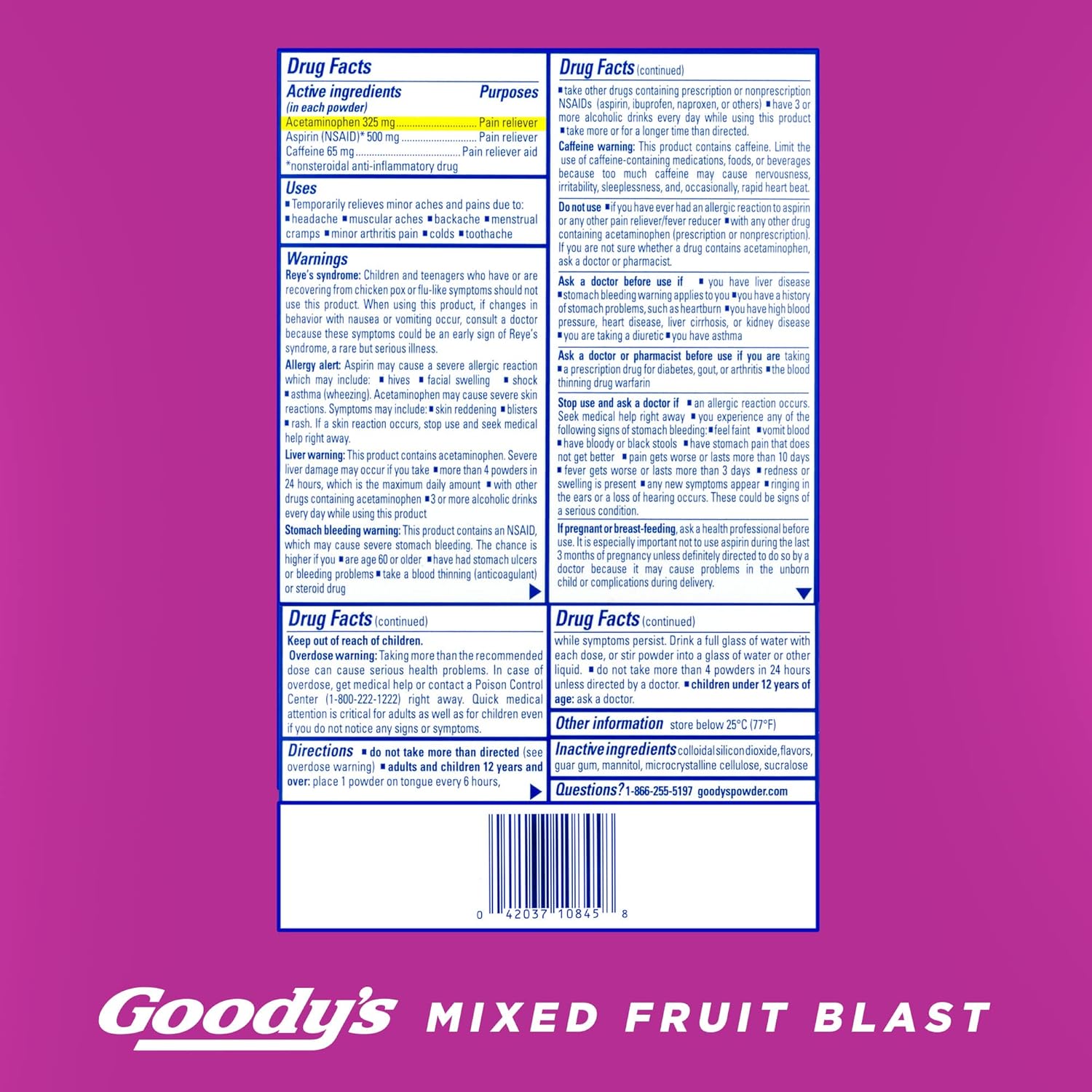 Goody's Pain Relief Powders, Extra Strength Headache Powder Mixed Fruit Blast, 24 ct (Pack of 1) - Image 8