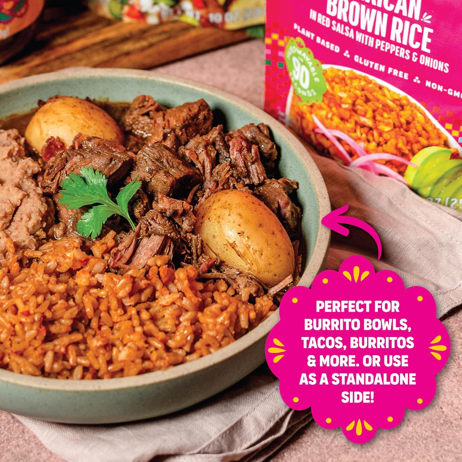 SOMOS Mexican Brown Rice - Gluten Free, Non-GMO, Vegan & Microwavable Meals Ready to Eat - Delicious, Healthy & Convenient - Perfect for Burrito Bowls, Tostadas & More | 8.8 oz (Pack of 6) - Image 7
