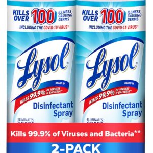 Lysol Disinfectant Spray, Household Cleaning Supplies, Disinfecting Multi-Purpose Room Spray, Antibacterial Sanitizer, Deodorizer, Kills Hantavirus, Crisp Linen, 19 Fl Oz (Pack of 2)
