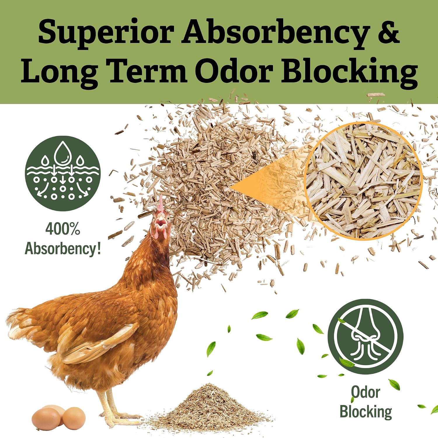 Chicken Bedding 115 Usable Liters, 30 LB - All Natural, Dust-Free, Odor-Controlled Coop Bedding for Chickens and Pets - Super Absorbent, Low Waste & Eco-Friendly - Image 3