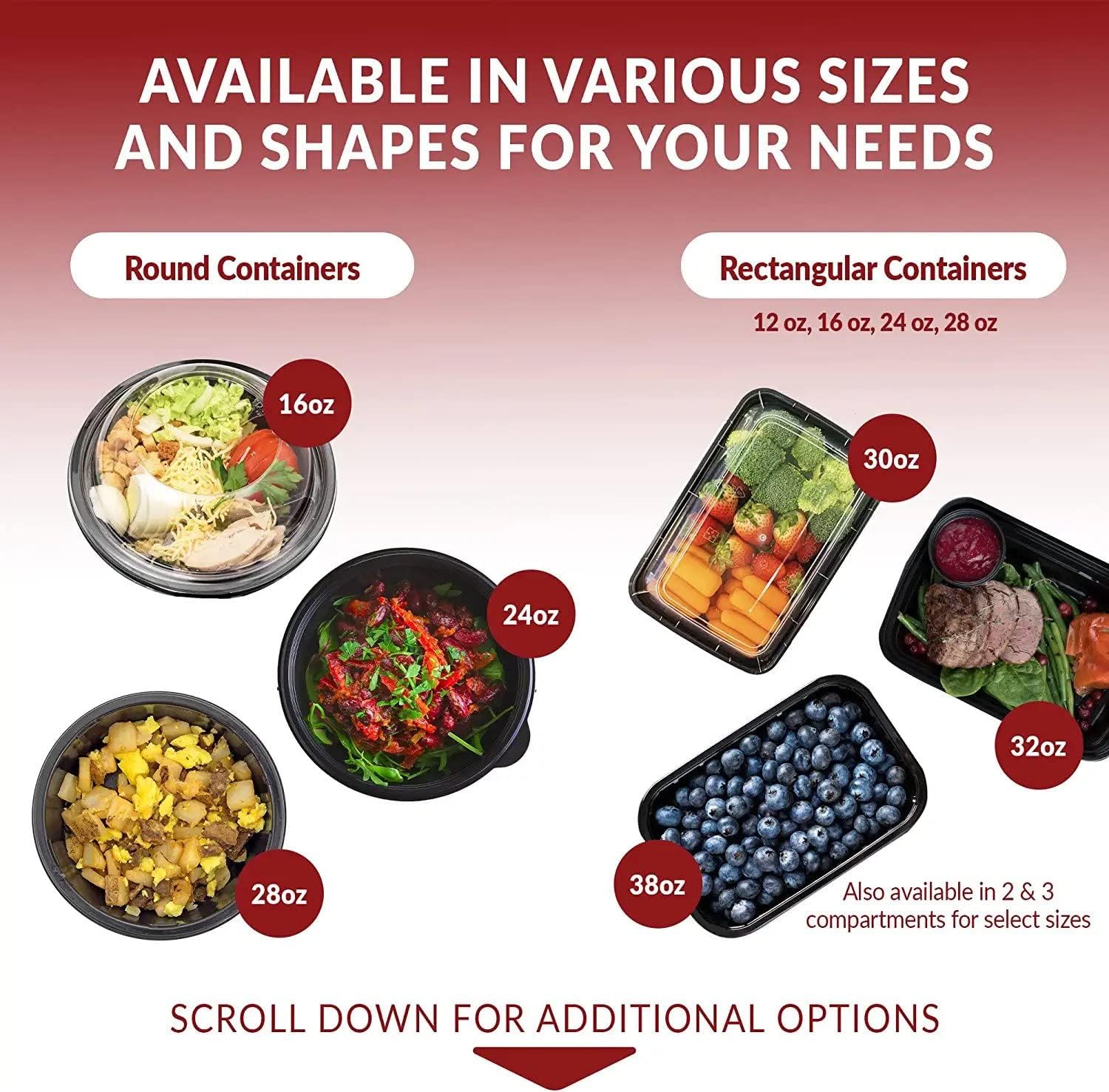 Reli. Meal Prep Bowls w/Lids - 50 Pack (16 oz) | Disposable Bowls with Lids | Microwave/Freezer Safe - Image 7