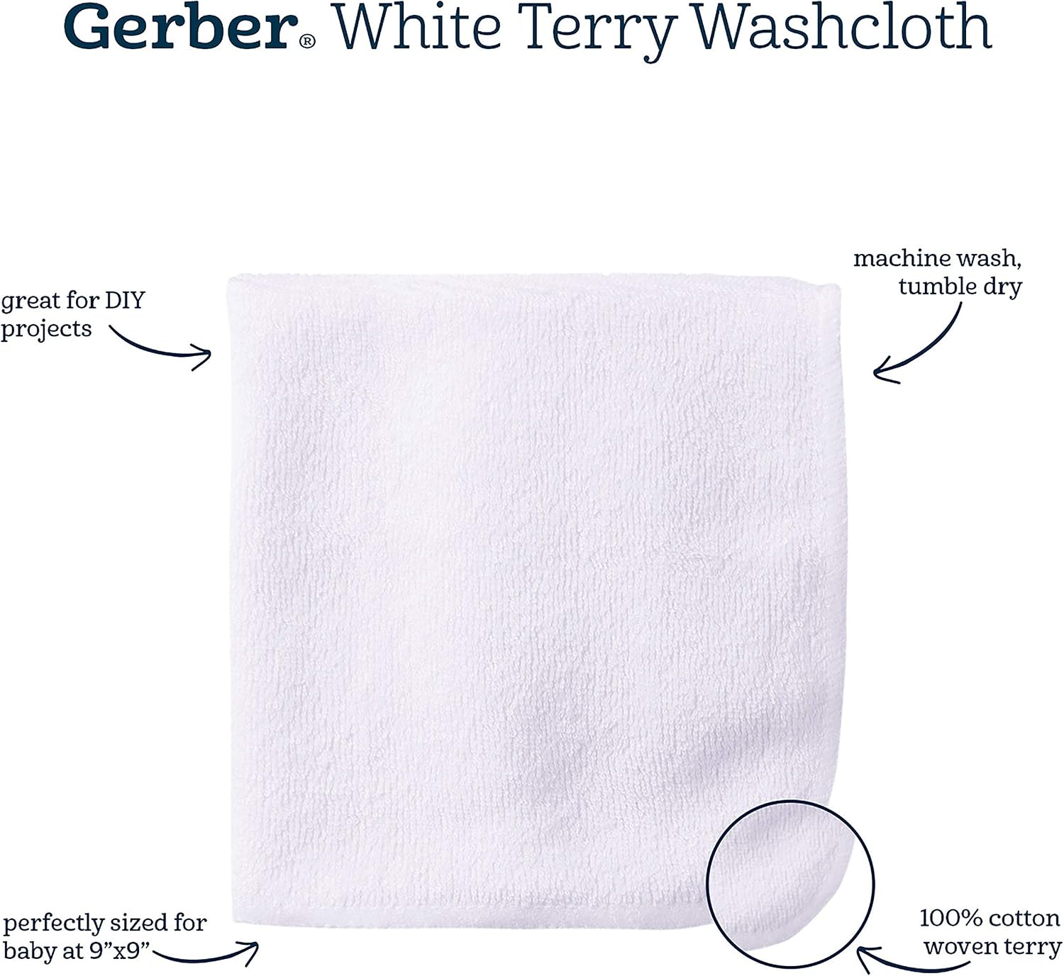 Gerber Washcloth, White, 6-Count - Image 6