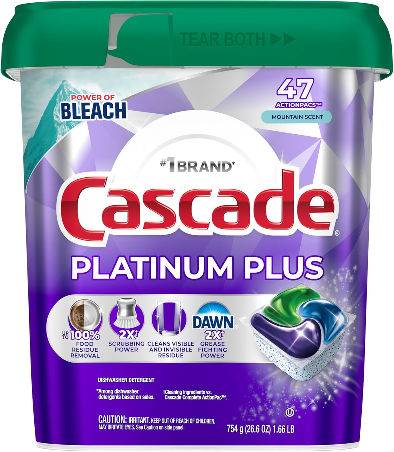 Cascade Platinum Plus Dishwasher Pods, Dishwasher Detergent, Dish Detergent Soap, Mountain, 47 Count - Image 10