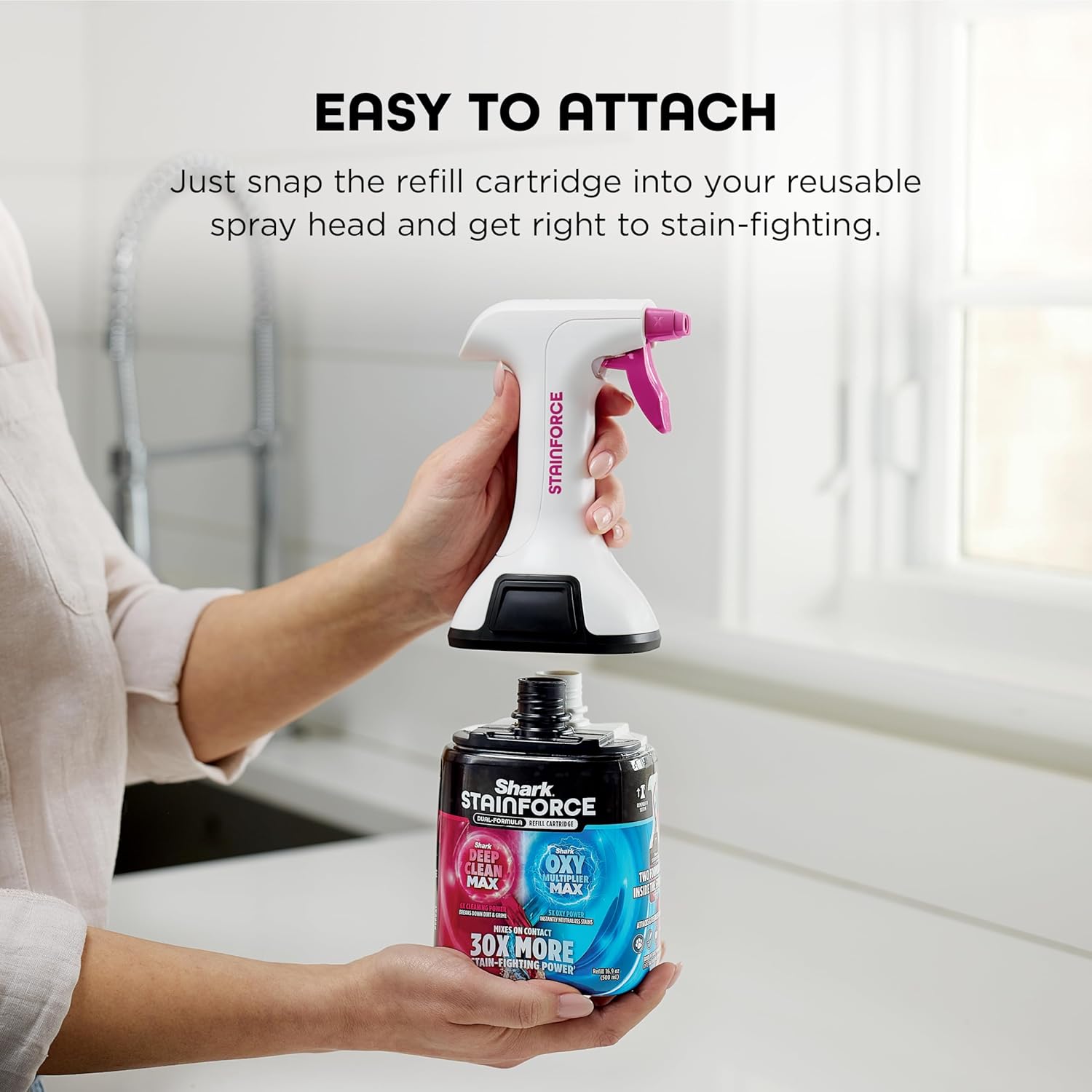 Shark StainForce Dual-Formula Refill Cartridge, Value 2-pack, Stain & Odor Remover for Shark StainForce Portable Stain Cleaner, for Carpet, Area Rug, Upholstery, Cars, 2x 16.9oz, BNDHXCM500 - Image 7