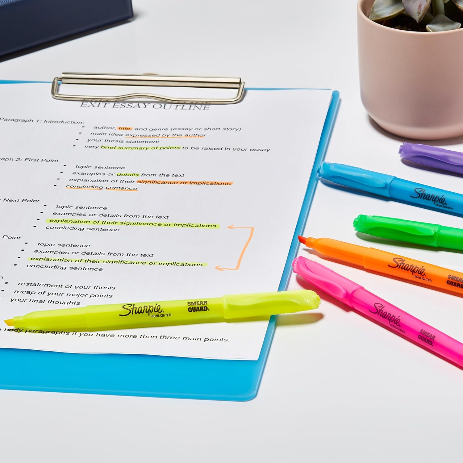 Sharpie Pocket Style Highlighters, Narrow Chisel Tip, Fluorescent Yellow, 8 Count - Image 7