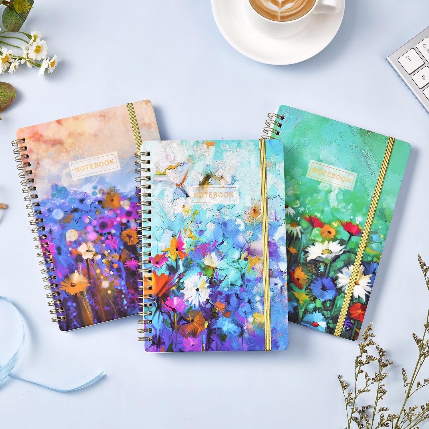 Spiral Notebook - 3 Pack A5 Ruled Journal Notebook, 8.3'' × 6'', 3 × 160 Pages, Journal for Women, College Ruled Notebook, Spiral Notebook with Back Pocket, Great Notebooks for School, Home & Office - Image 2