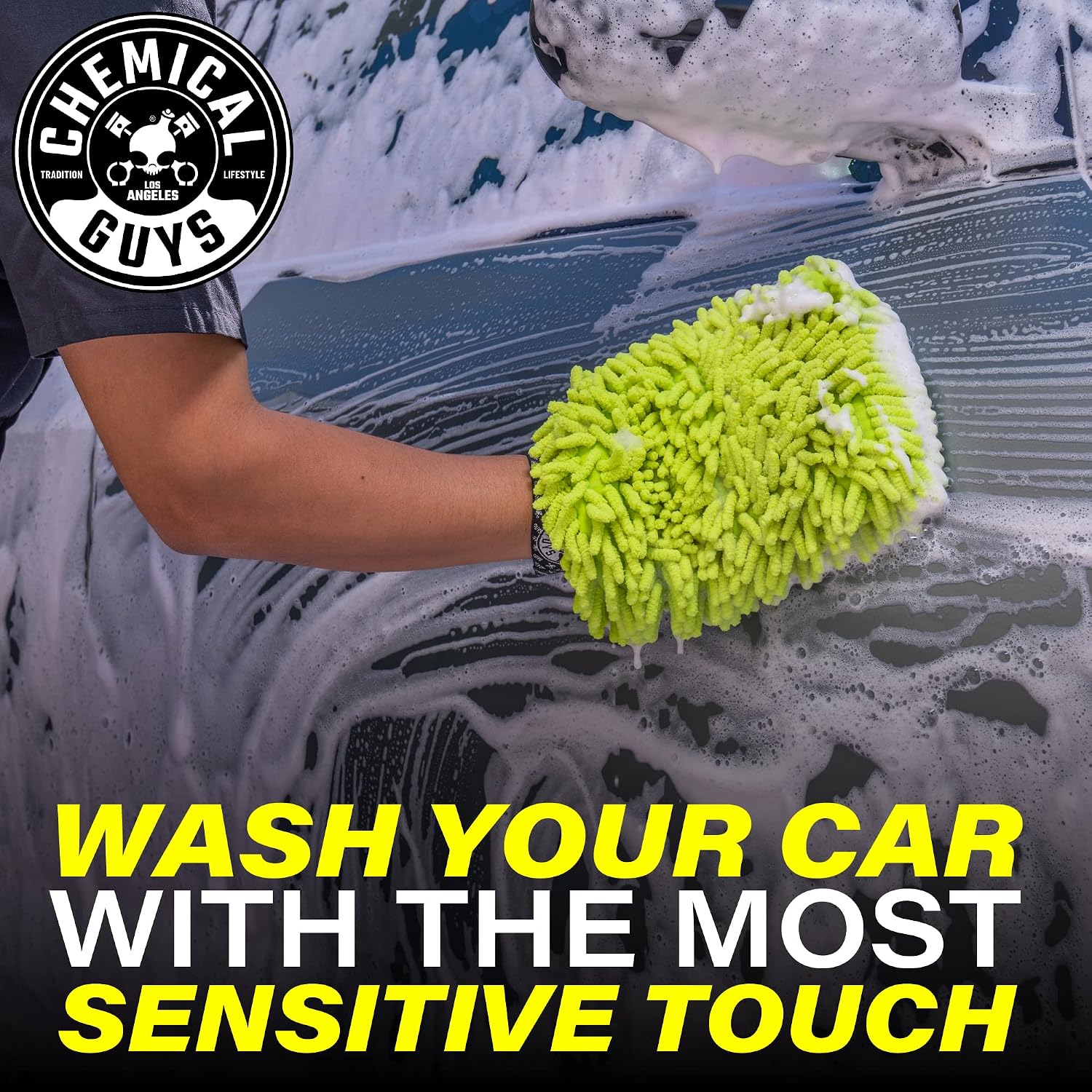 Chemical Guys Chenille Premium Scratch-Free Microfiber Wash Mitt for Car Washing - 2 Pack, Lime Green, Ultra-Soft Car Wash Gloves, Swirl-Free Finish, Safe for Trucks, SUVs, Motorcycles, and More - Image 2