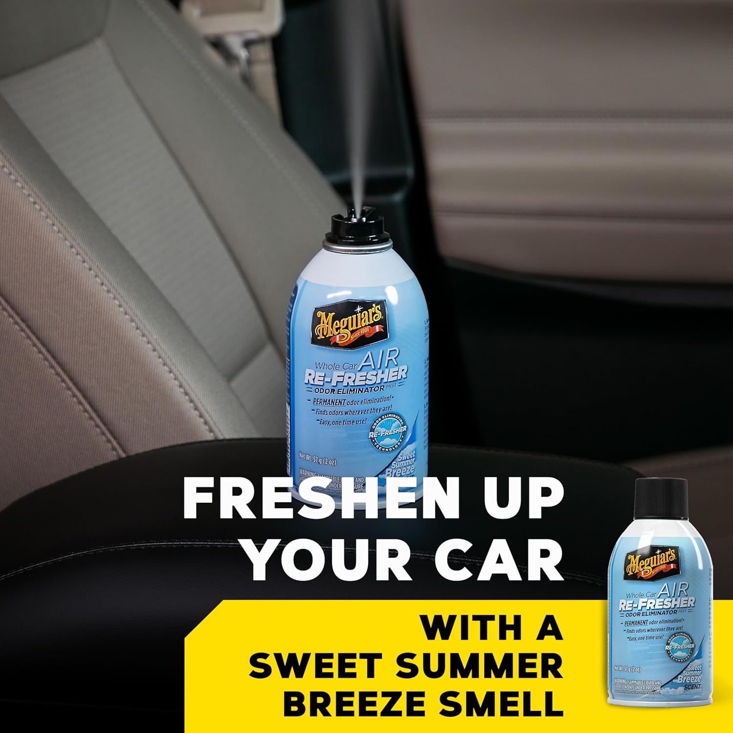 Meguiar’s Whole Car Air Refresher Odor Eliminator, Summer Breeze, 2 Oz— Car Air Freshener For Commuters, Detailers; Mist Refreshes Cabin For Sedan, Suv, Truck, Van - Image 2