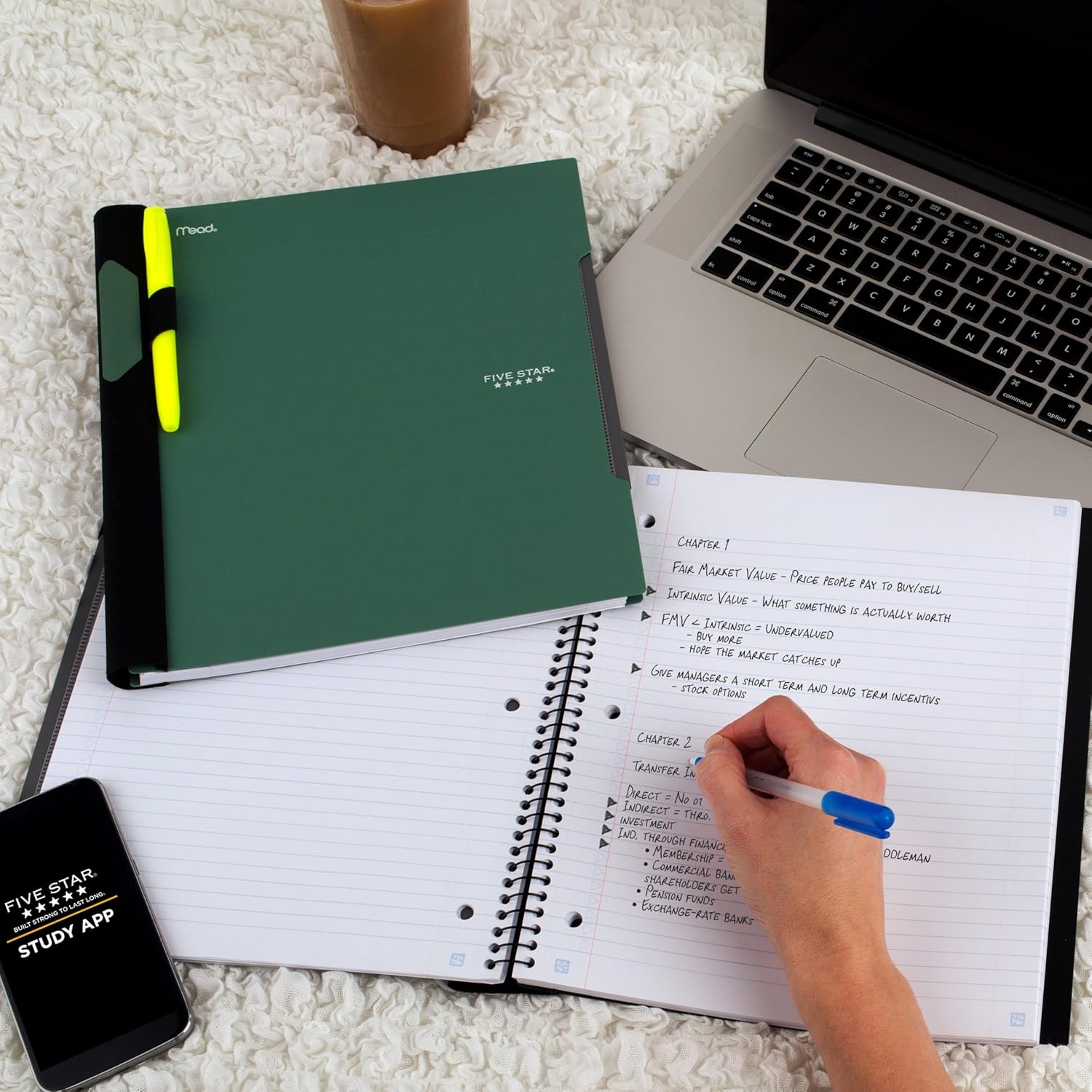 Five Star Advance Spiral Notebook + Study App, 1 Subject, College Ruled Paper, 8-1/2" x 11", 100 Sheets, Spiral Guard, Movable Tabbed Dividers, Seaglass Green (820012C-ECM) - Image 7