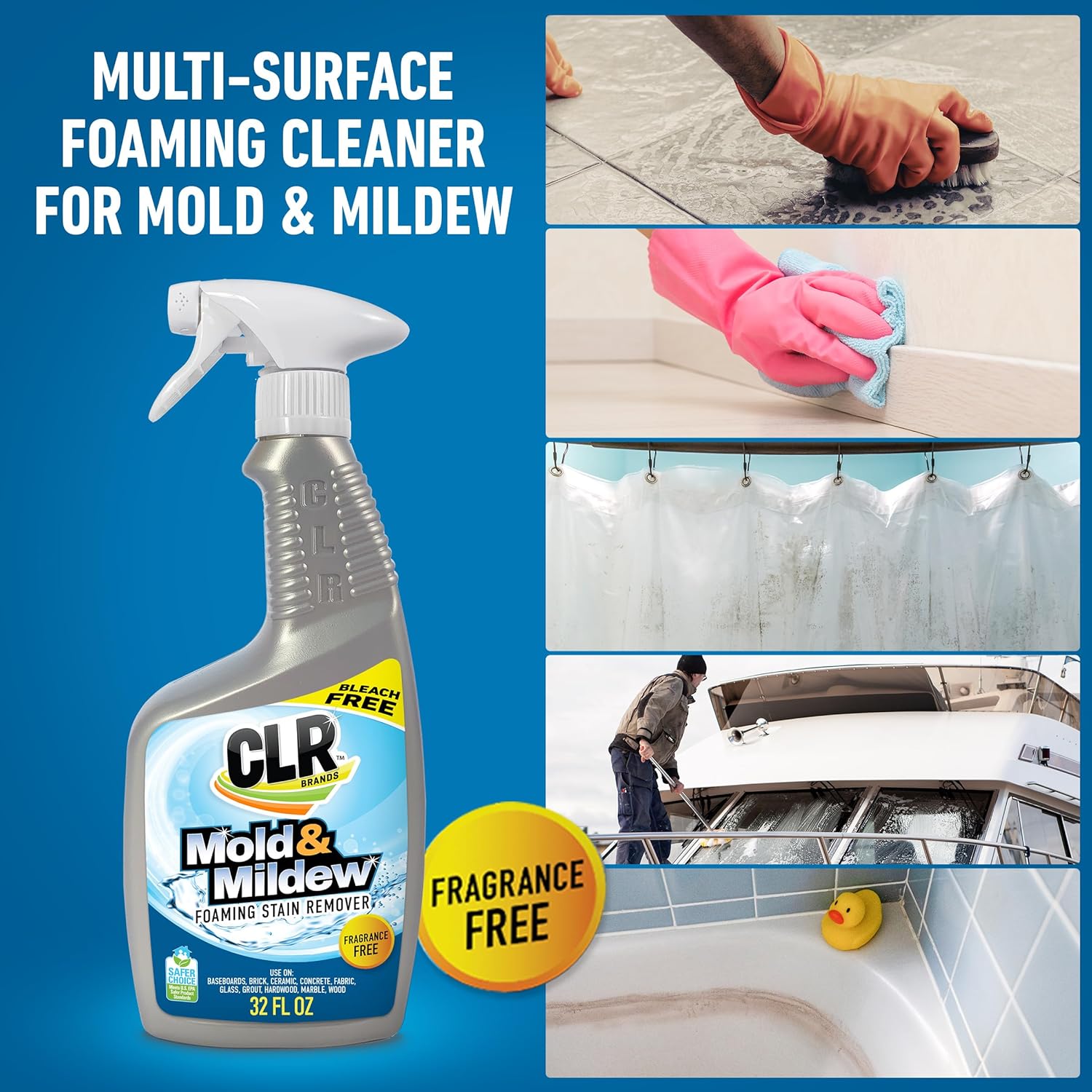 CLR Brands Mold and Mildew Stain Remover, 32 oz. Spray Bottle, Pack of 2, Multi-Surface Stain Remover, Works on Tile, Wood, Concrete, Glass, and More - Image 3