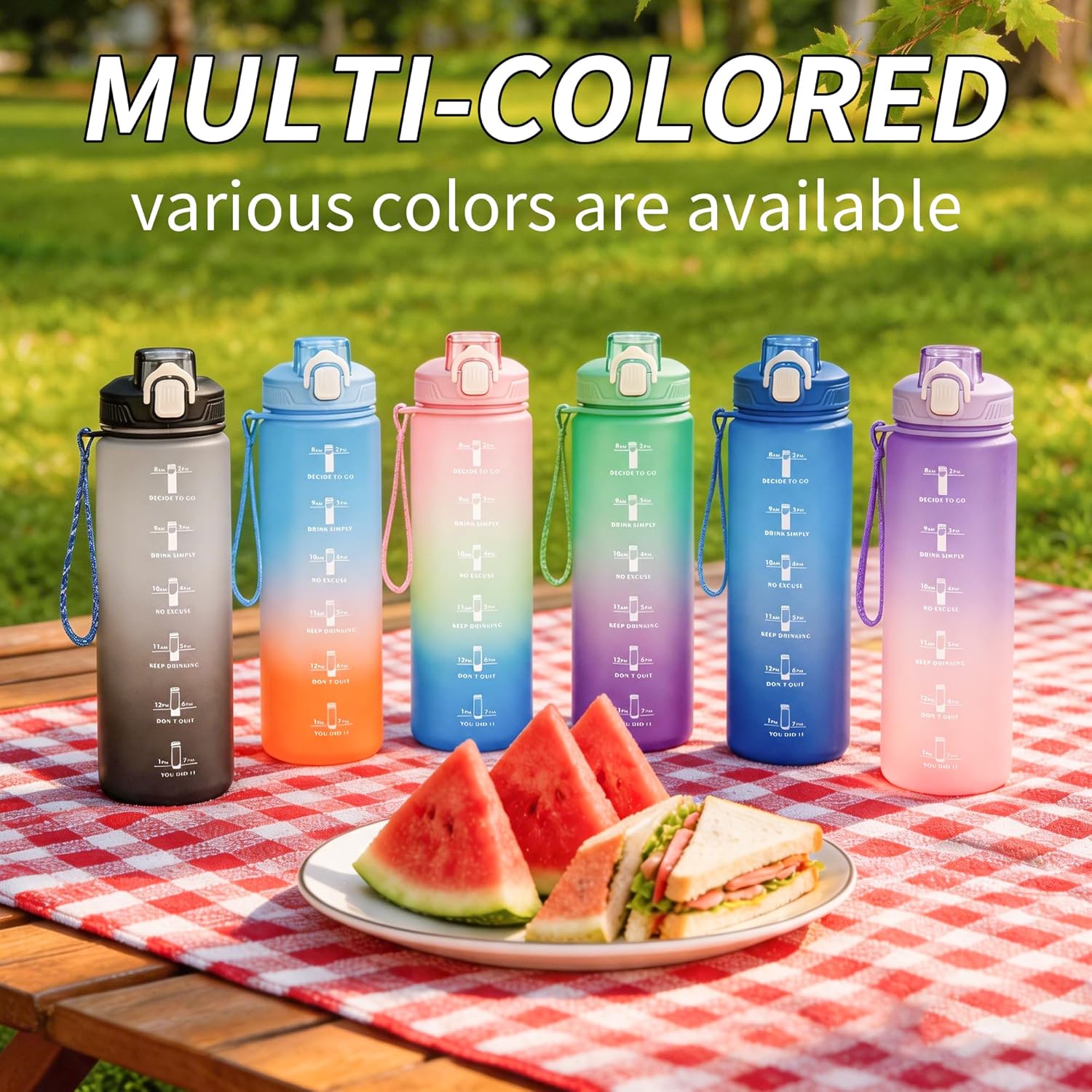 YC Kitchen Motivational Water Bottle with Time Marker- 32oz Water Bottles with Times to Drink, Leakproof & BPA Free Sports Water Bottle with Straw & Carry Strap for Fitness, Gym, and Outdoor Sports - Image 7