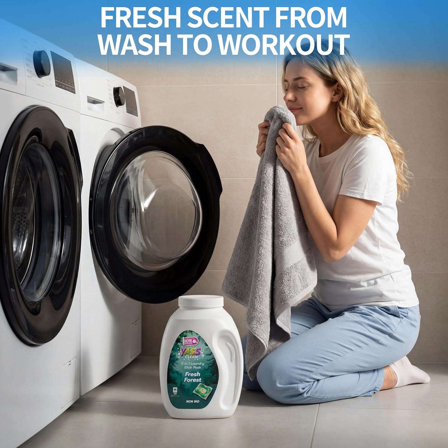 Yass Clean 6-in-1 Laundry Detergent Pods, Odor Defense & Stain Remover, Laundry Pacs with Fresh Cherry Blossom Scent, HE Compatible, 70 Count - Image 8