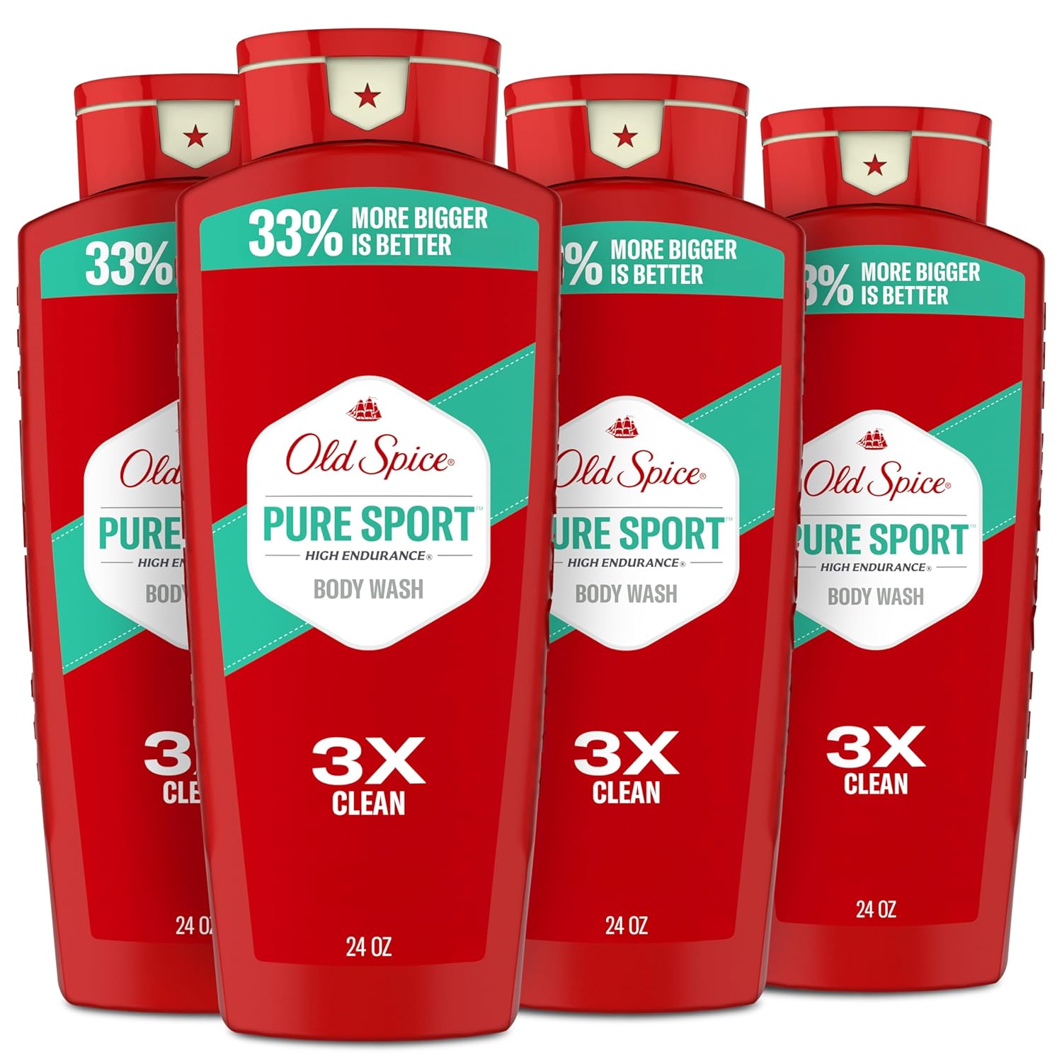 Old Spice Refreshing Body Wash for Men, High Endurance, 3X Defense, 24/7 Shower Fresh with Long Lasting Scent, Pure Sport Scent, 24 oz (Pack of 4) - Image 2