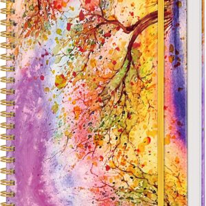 Lined Spiral Notebook Journal for Women, 150 Pages Cute Notebooks 5.75” x 8.38”, A5 Hardcover Spiral Journals with 100 GSM Thick Paper, College Ruled Notebook for Writing Work School, Autumn Tree