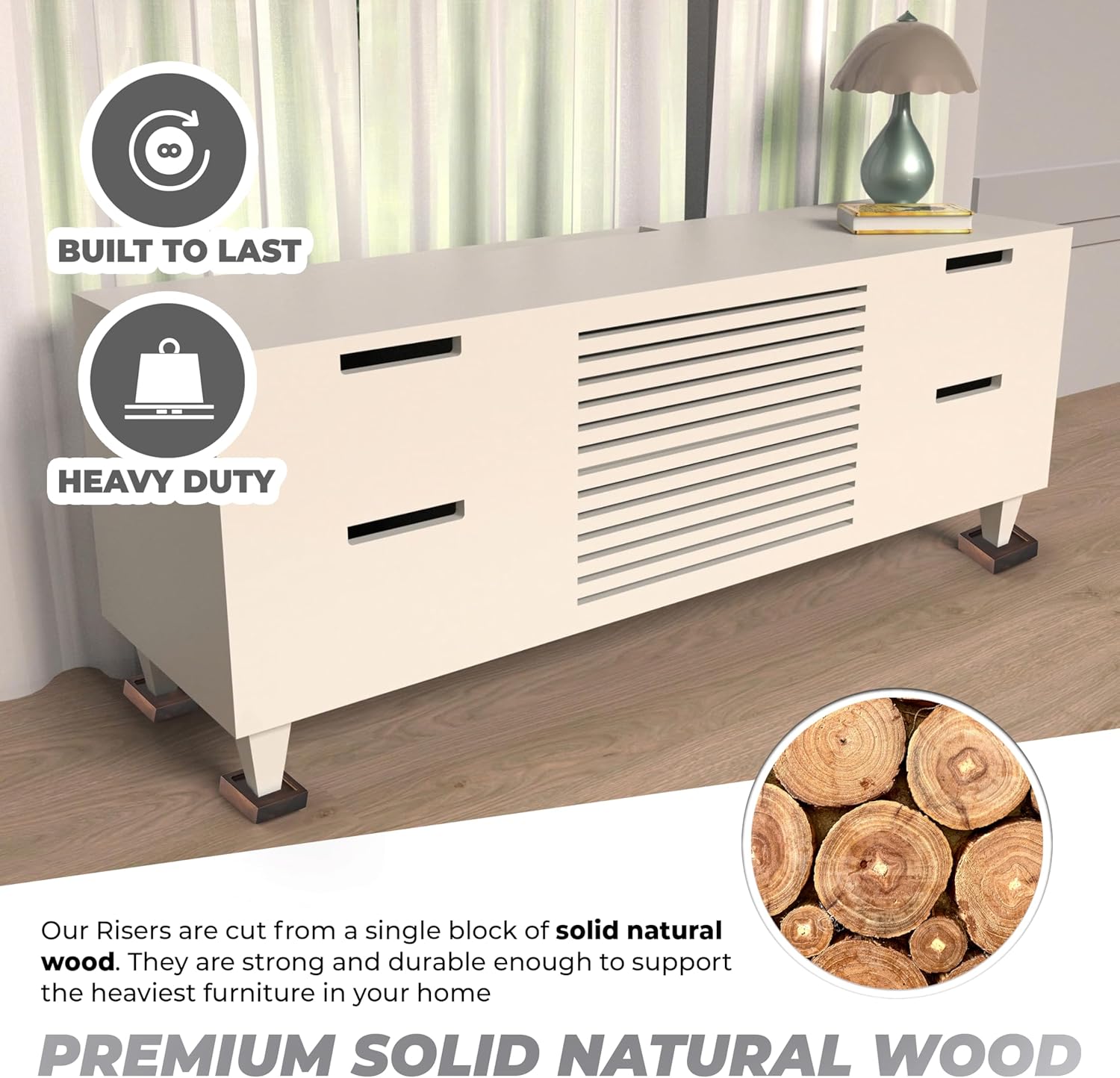 FASONLA Bed Risers, Furniture Risers (Set of 8) Lifts Height 1", 2", 3" or 4", Solid Natural Wood Risers, Non-Slip Recessed Hole to Heavy Bed/Furniture (Walnut Color) - Image 6