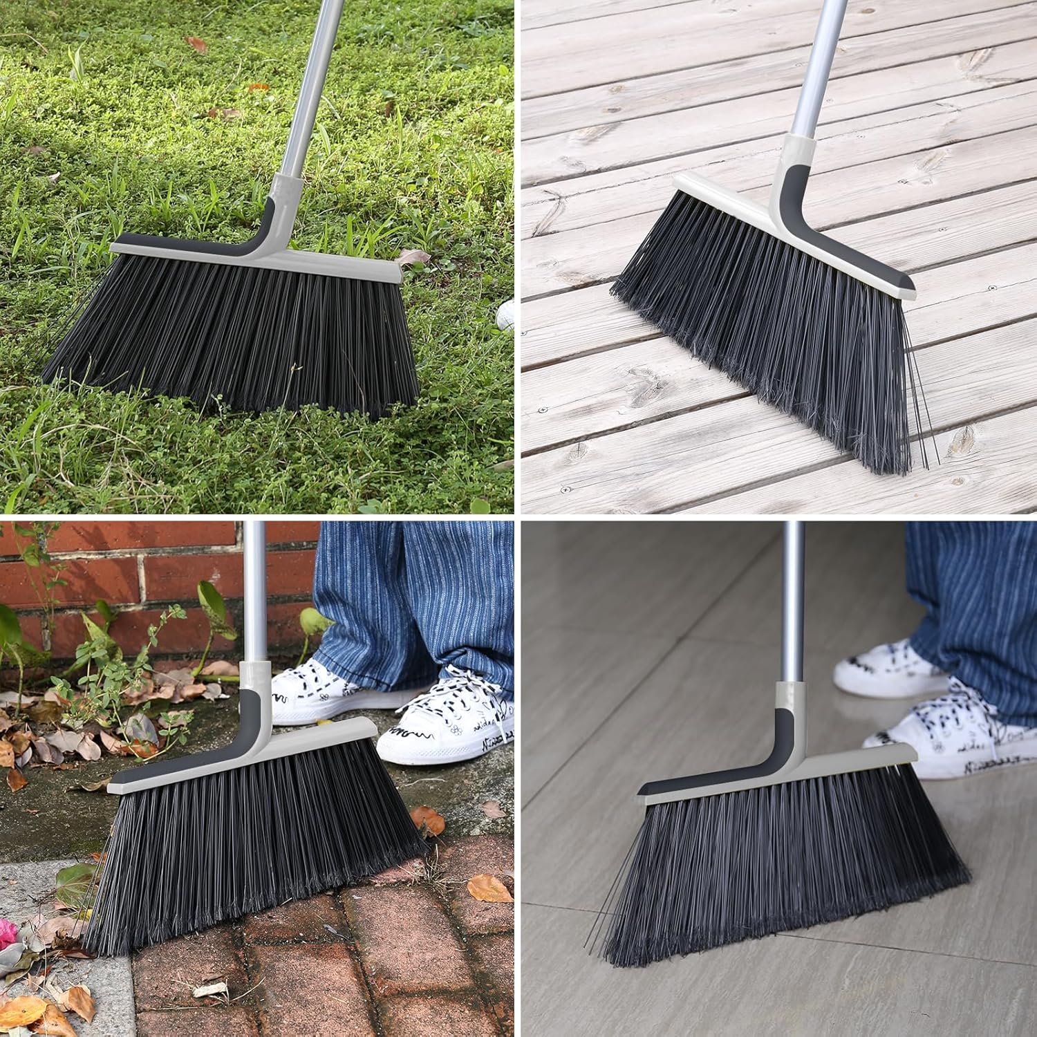 KeFanta 4 Packs Outdoor Broom Heavy Duty with 55" Long Handle, Commercial Brooms for Sweeping Indoor Courtyard Restaurant Garage Patio Decks Mall Market Kitchen Office Lobby Shop - Image 3