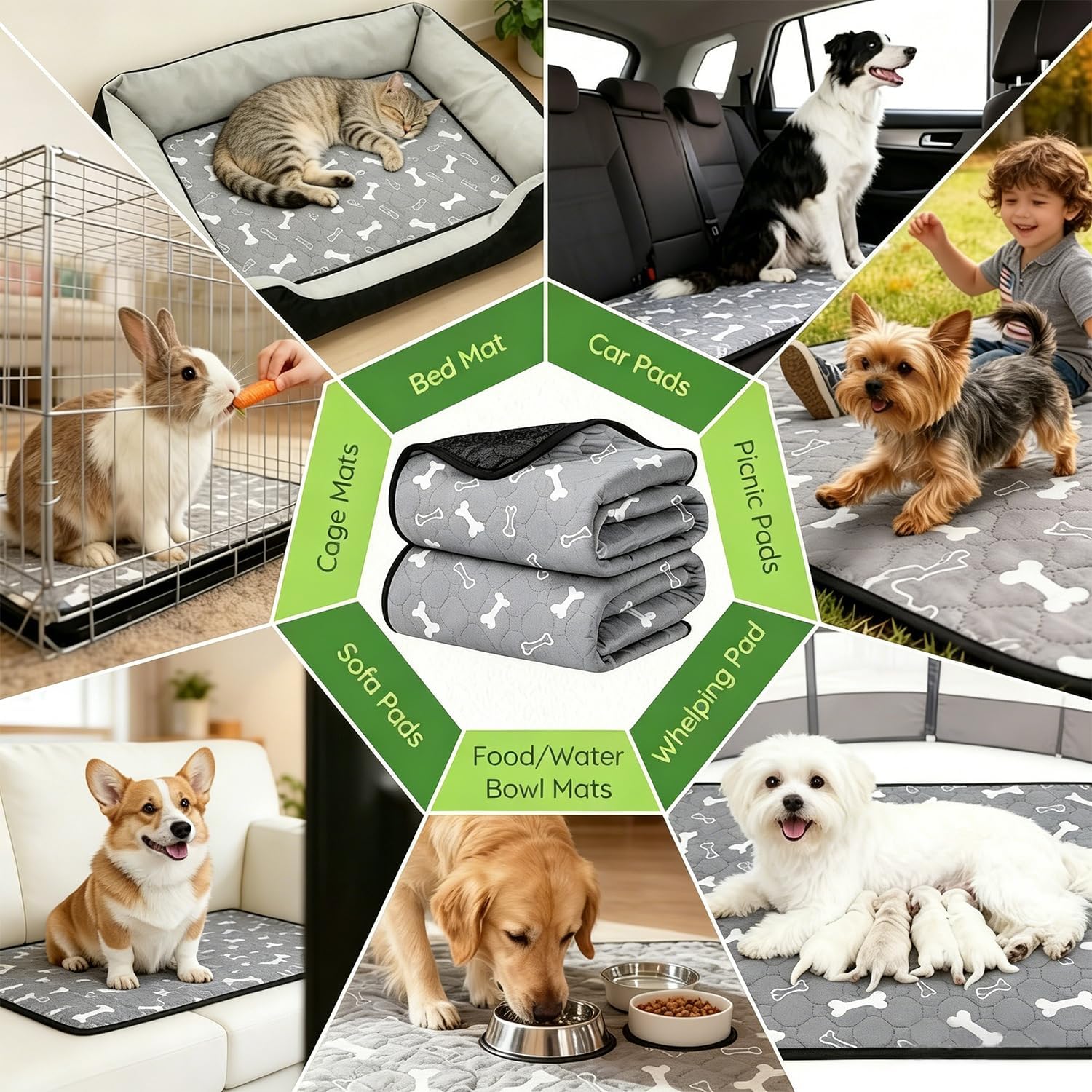 2 Pack Reusable Washable Pet Pee Pads, 24" x 48" Guinea Pig Cage Liner, Waterproof Non-Slip Absorbent Bedding Training Mat for Small Animal Guinea Pigs Rabbit Bunny Hamster Gray - Image 8
