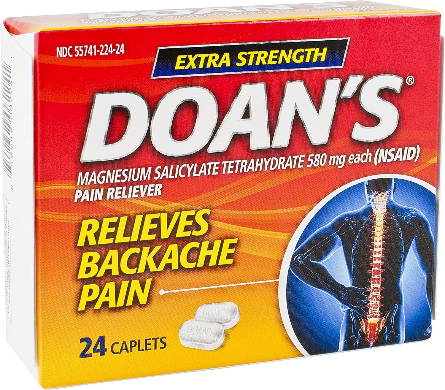 Doan's Backache Pain Reliever - Extra Strength - 24 Count Caplets Per Box - Pack of 2 - Image 4