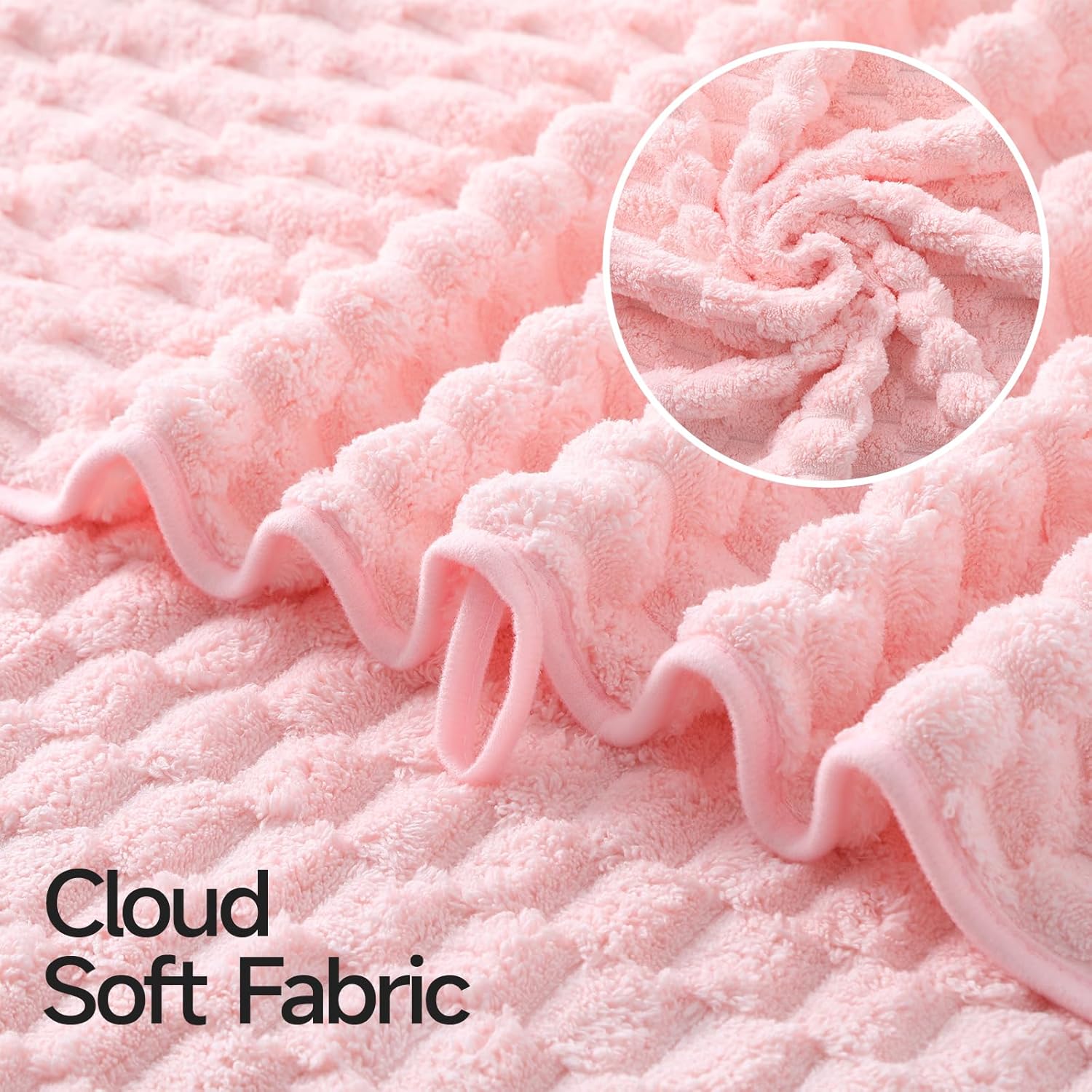 REDKISS 4 Pack Pink Microfiber Bath Towels - Extra Large Waffle Towels Set for Bathroom, Super Absorbent Towel Set of 4 Lagre, Quick Dry Bathroom Towel for Spa, Gym,Travel, Lint Free, Ultra Soft - Image 7