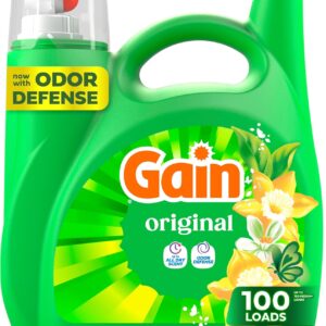 Gain Liquid Laundry Detergent, Freshness, Odor Defense, High Efficiency Washing Machine Liquid Laundry Soap, Original Scent, 132 fl oz, 100 Loads (Packaging May Vary)