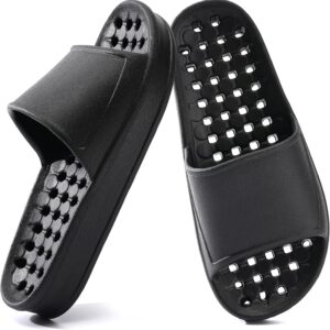 Shower Shoes for Women and Men with Drain Holes Massage Slide Sandals Soft Cushioned Anti-Slip Pool Slides Comfort Thick Soled Waterproof Gym Shower Shoes Quick Drying Bathroom Spa Slippers