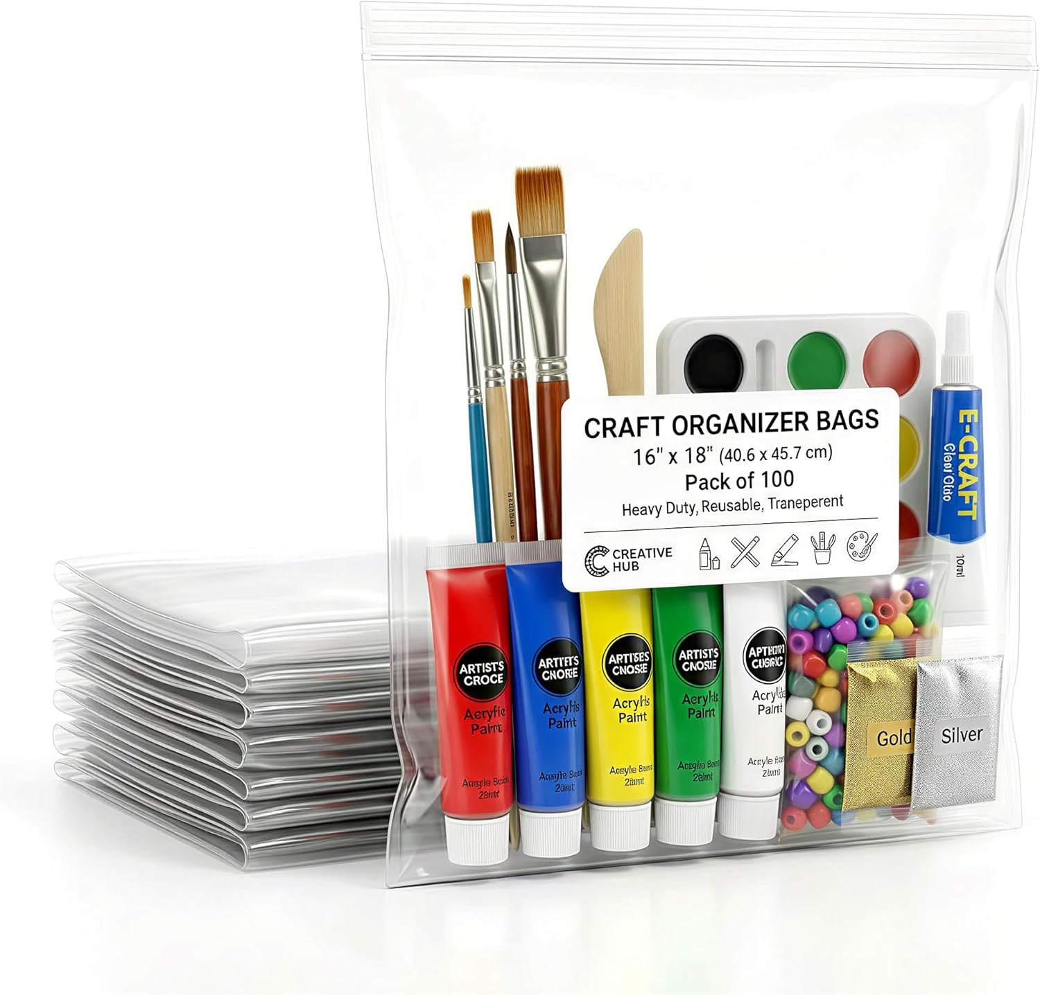 3 Gallon JUMBO Size Zip Storage Bags Bulk, 16" x 18" (100 Bags Total), Reusuable XXL Extra Large Heavy Duty Clear Bags with Sealable Zipper Top For Clothes, Travel, Moving - Image 2