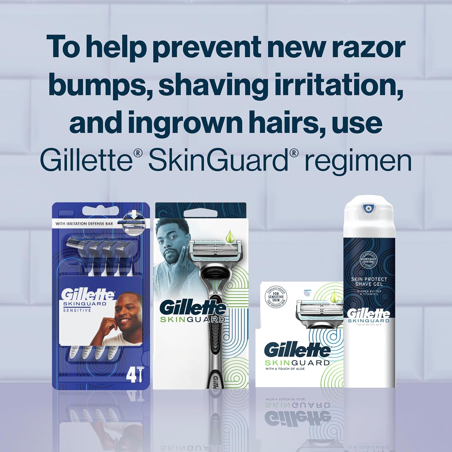 Gillette SkinGuard Men's Razor Blades, 4 Blade Refills - Image 7