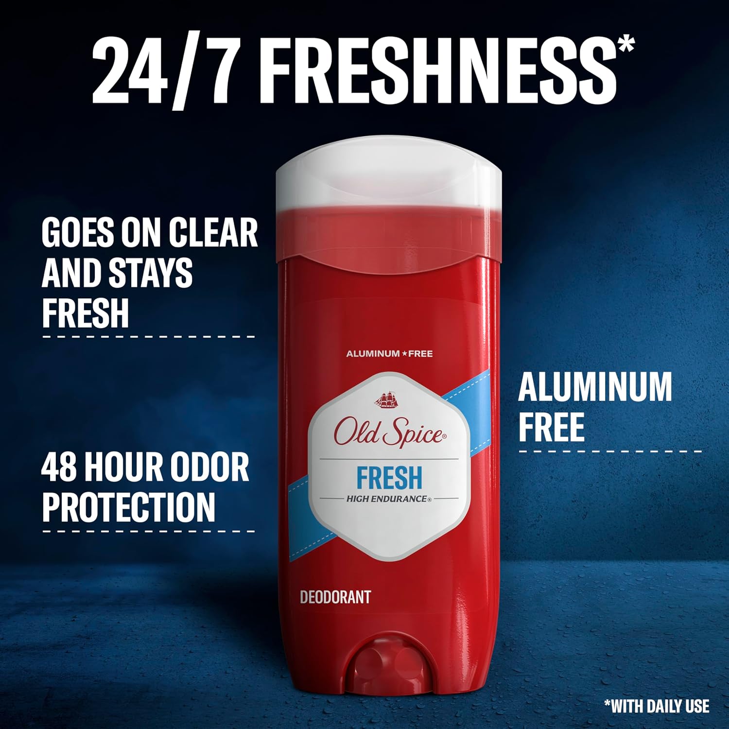Old Spice Aluminum Free Deodorant For Men, High Endurance, 24/7 Sweat Defense & Odor Protection, 24/7 Freshness & Lasting Scent, Fresh Scent, 3.4 oz (Pack of 3) - Image 3