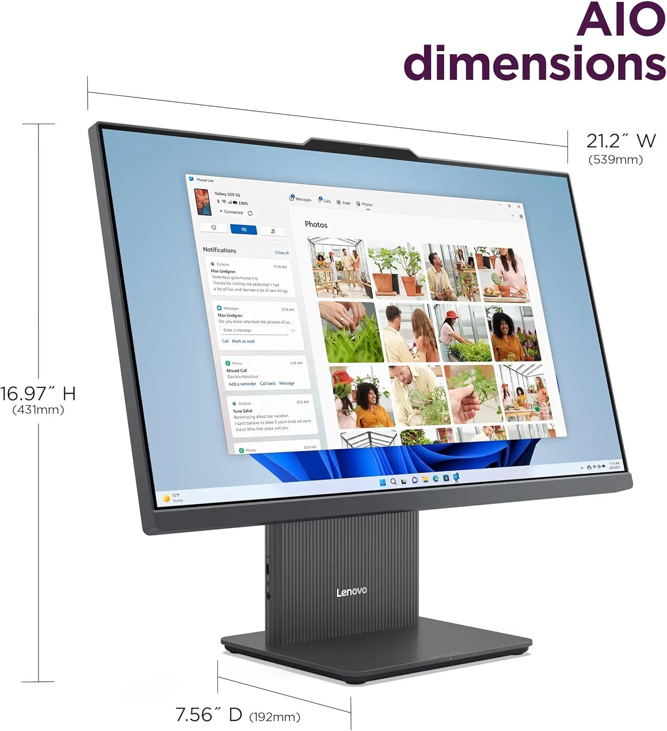 Lenovo IdeaCentre All-in-One Desktop Computer, 24" FHD Display, 6-core AMD Ryzen 5 7535HS, 16GB DDR5, 512GB SSD, Wi-Fi 6, HDMI in&Out, Wireless KB&Mouse, Windows 11 Home - Image 7
