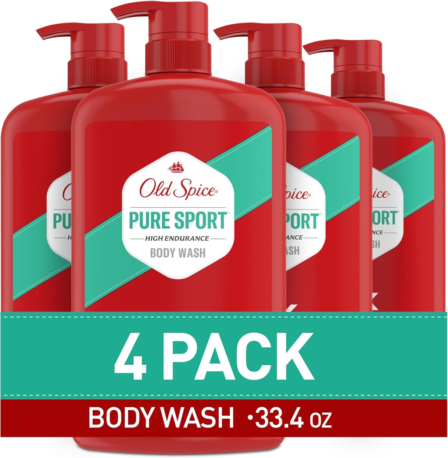 Old Spice Refreshing Body Wash for Men, High Endurance, 3X Defense, 24/7 Shower Fresh with Long Lasting Scent, Pure Sport Scent, 33.4 oz (Pack of 4) - Image 2