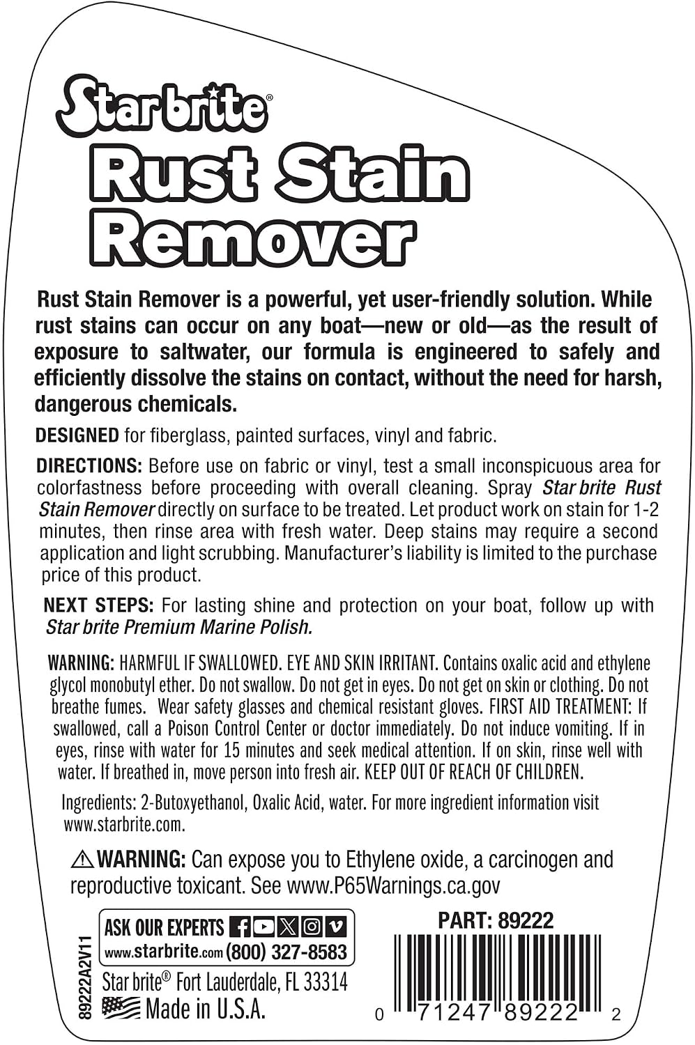 STAR BRITE Rust Stain Remover Spray - Instantly Dissolve Corrosion Stains on Fiberglass, Vinyl, Fabric, Metal & Painted Surfaces - Also Removes Sprinkler Stains - 22 Ounces (089222SS) - Image 3