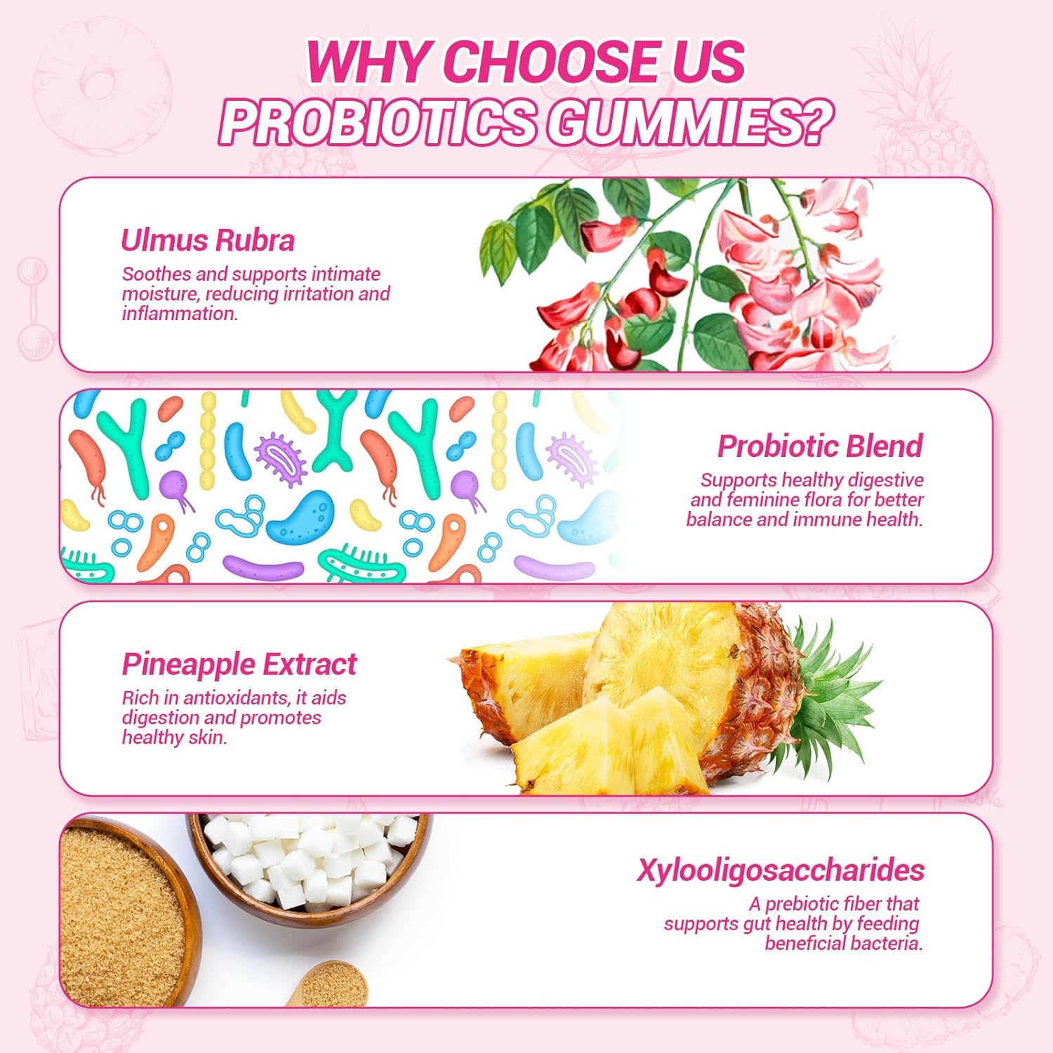 BURMINY Her Juicy Feminine Probiotics Gummies, Premium Feminine Balance Probiotics with Slippery Elm for Women's pH Balance and Freshness – Support Daily Wellness & Comfort 60 Pineapple Gummies - Image 6