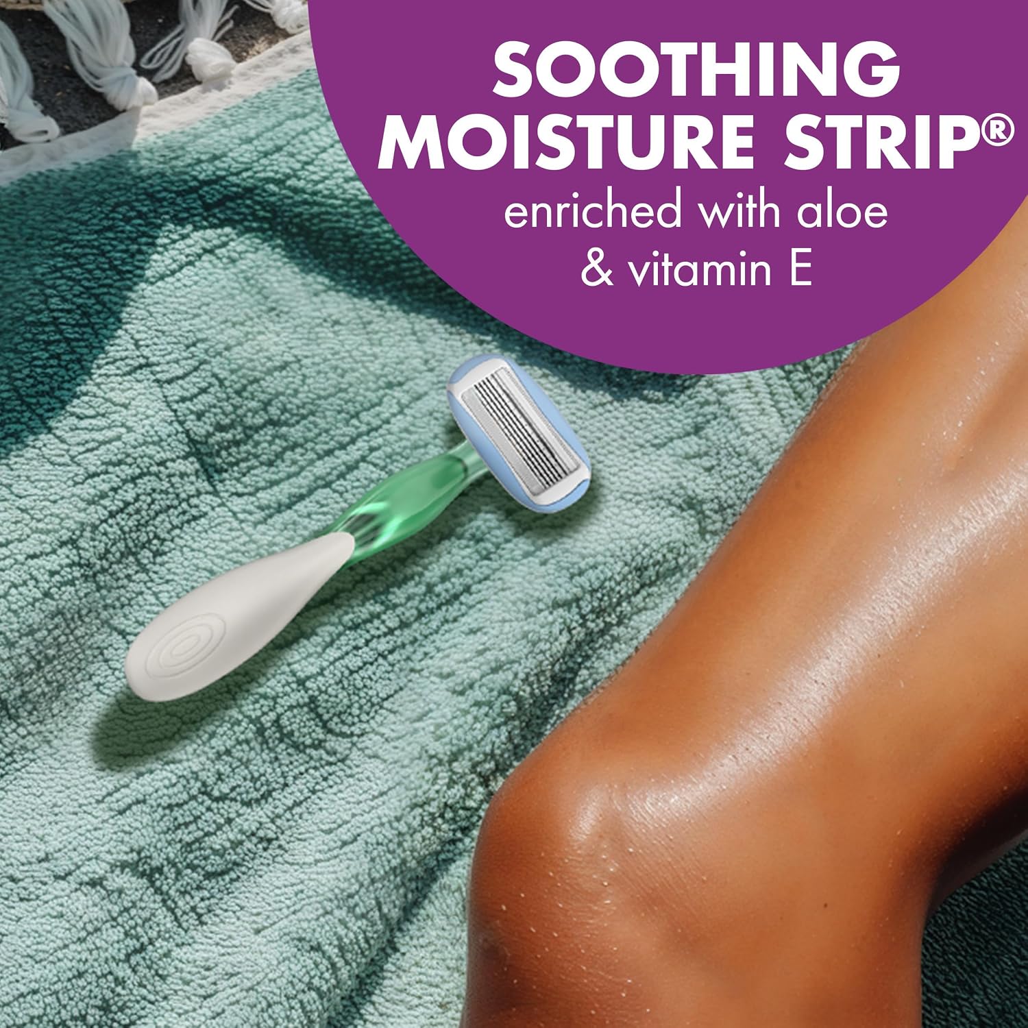 BIC Soleil 5 Sensitive Women's Disposable 5-Blade Razors, Moisture Strips and Pivoting Head for Smooth Summer Shaves, 4-Pack - Image 6