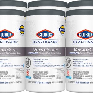 Clorox Healthcare VersaSure Cleaner Disinfectant Wipes, 6″ x 5″, 150 Count Canister, Pack of 6 (Package May Vary)