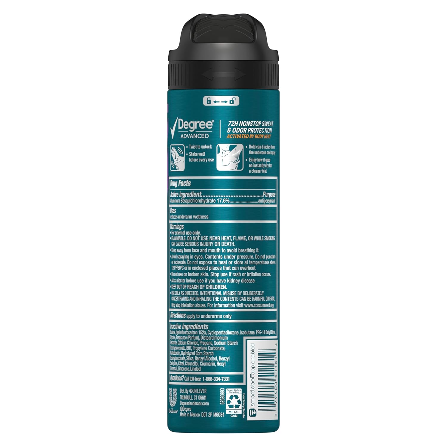 Degree Men Advanced Antiperspirant Deodorant Dry Spray Deep Cedar & Lavender 3 Count 72-Hour Sweat and Odor Protection Deodorant for Men With Body Heat Activated Technology 3.8 oz - Image 3