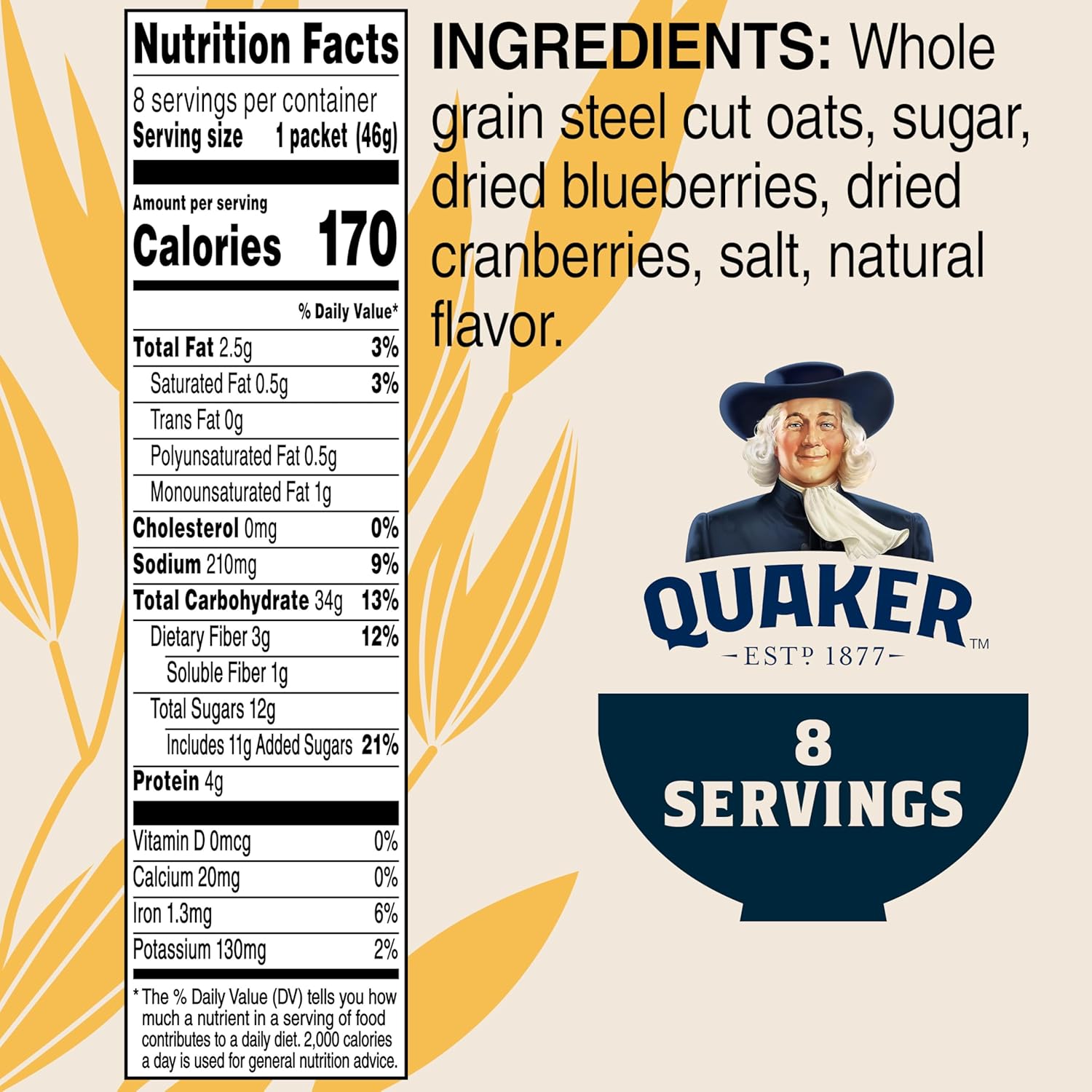 Quaker, Instant Steel Cut Oatmeal, Cranberries And Blueberries, 8 Ct - Image 3