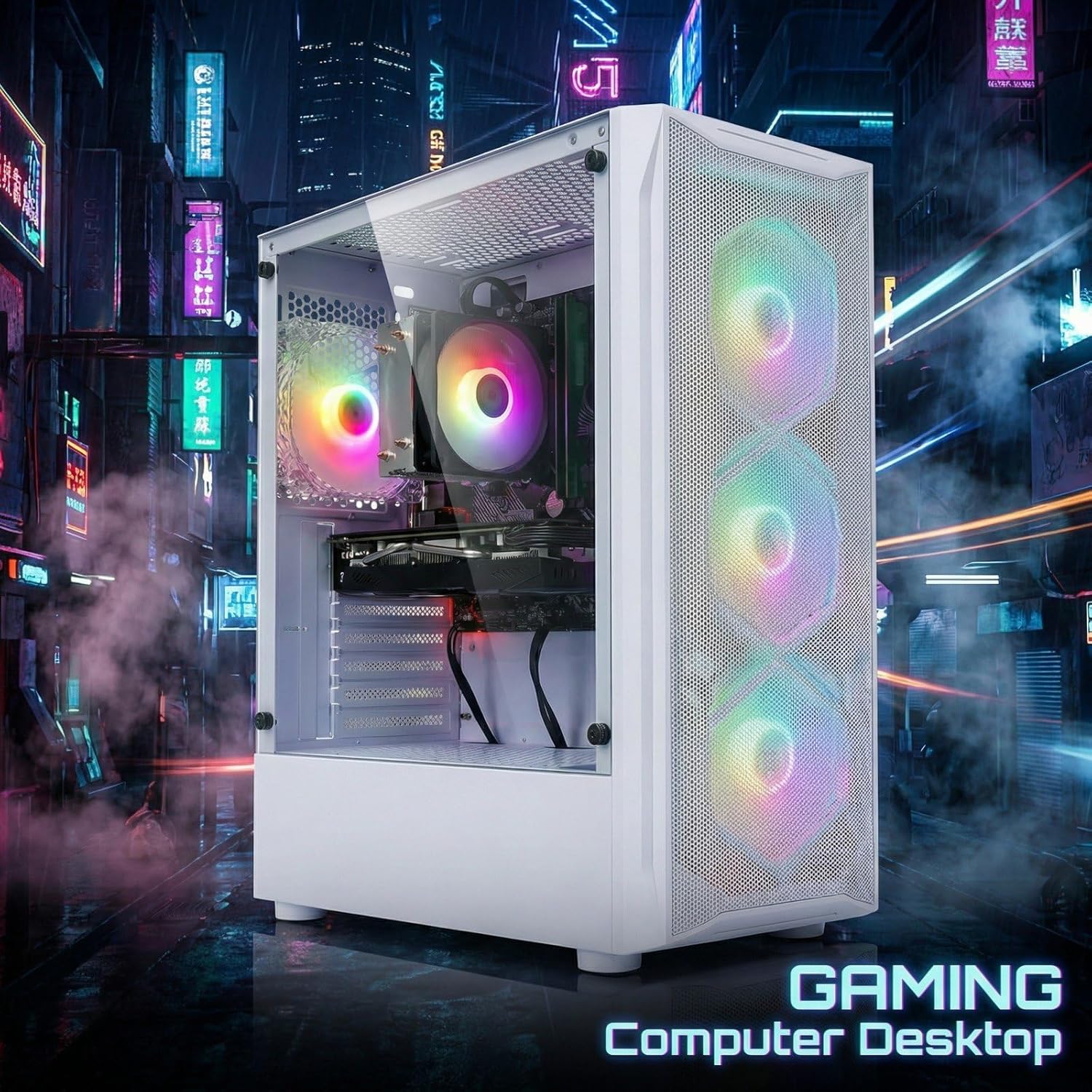 STGAubron Gaming PC Computer Desktop, GeForce GTX 1660 Ti 6G, Intel Core I7 up to 3.9GHz, 16G RAM, 512G SSD, WiFi 6, BT 5.0, RGB Fan x 4, Windows 11 Home,White - Image 5
