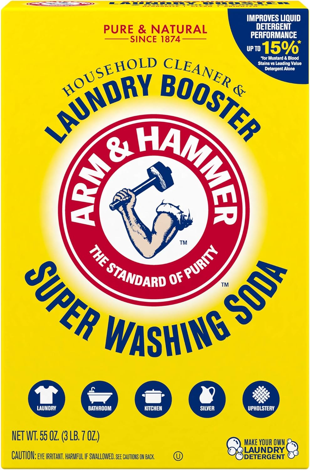 ARM & HAMMER Super Washing Soda Household Cleaner and Laundry Booster, 55 oz Box - Image 11