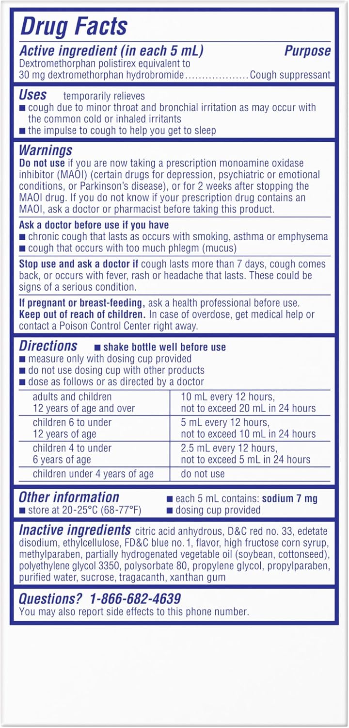Delsym 12 Hour Cough Medicine for Adults, Powerful Relief for 12 Hours, Cough Suppressant Liquid with Extended-Release Dextromethorphan, Grape Flavor Liquid Cough Syrup, 5 Fl Oz (Pack of 1) - Image 7