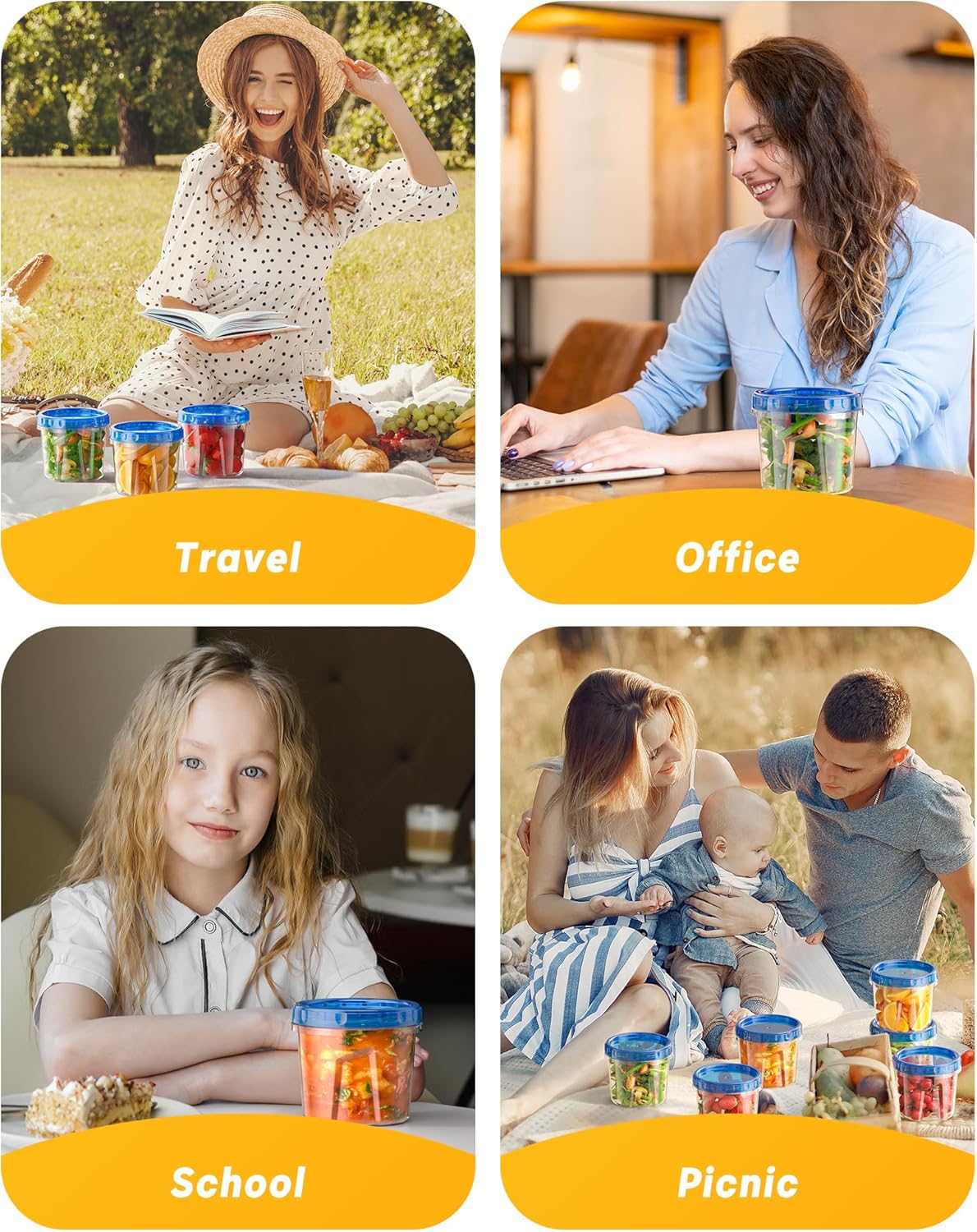 BiuLeon 6 Pack-24 oz Freezer Storage Containers, Plastic Food Storage Containers with Twist Top Lids, BPA Free and Reusable Soup Containers with Lids, Leakproof/Microwave/Dishwasher Safe - Image 9