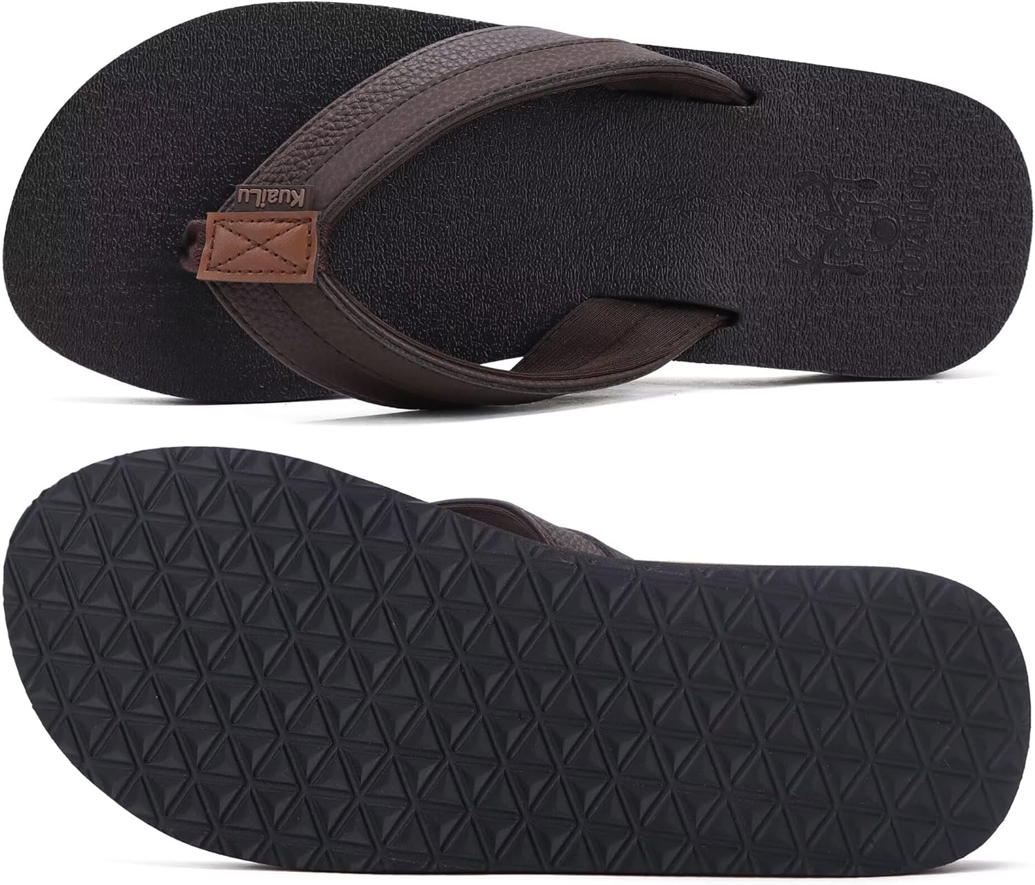 KuaiLu Men's Yoga Mat Leather Flip Flops with Arch Support Comfortable Cushion Walking Thong Sandals Slip On Indoor Outdoor - Image 10