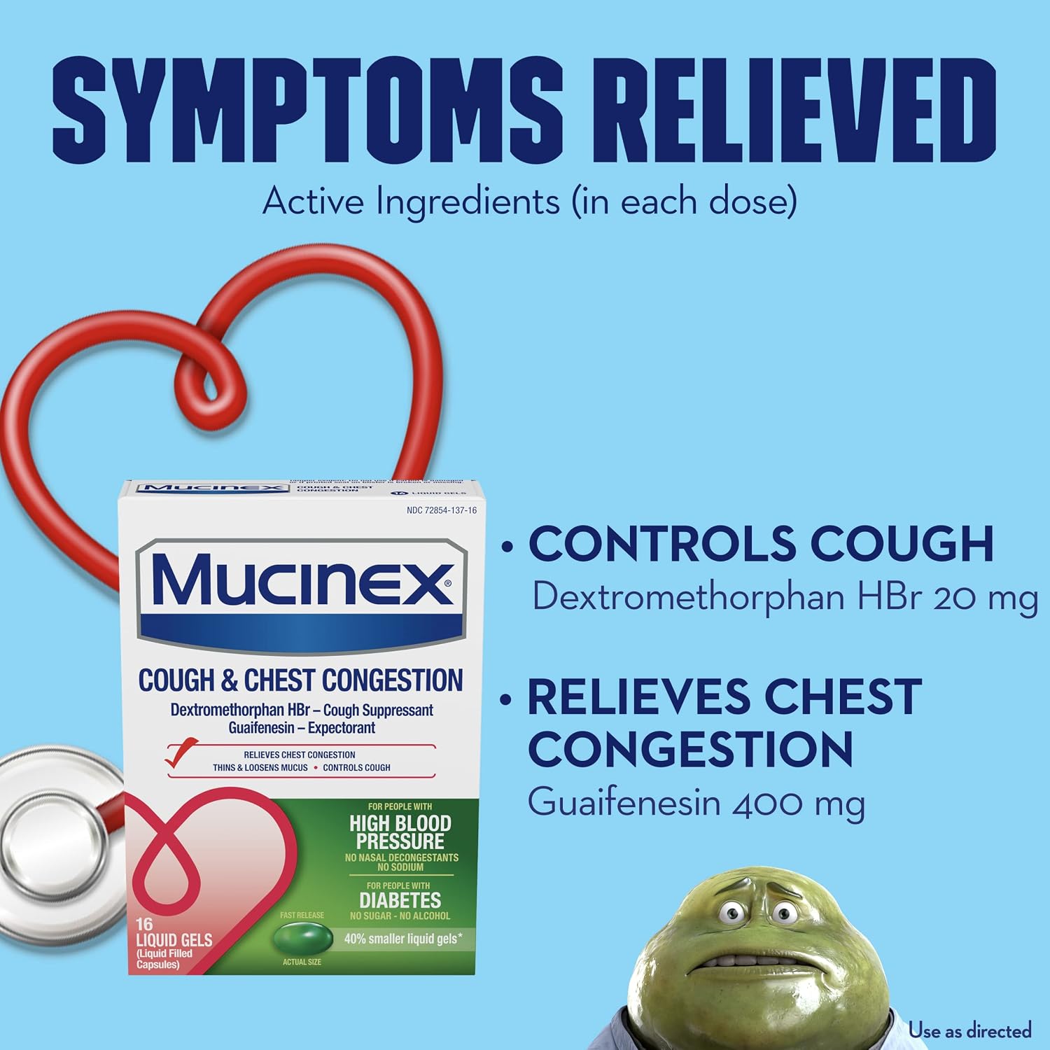 Mucinex Cough & Chest Congestion High Blood Pressure Liquid Gels, 16 ct. - Image 4