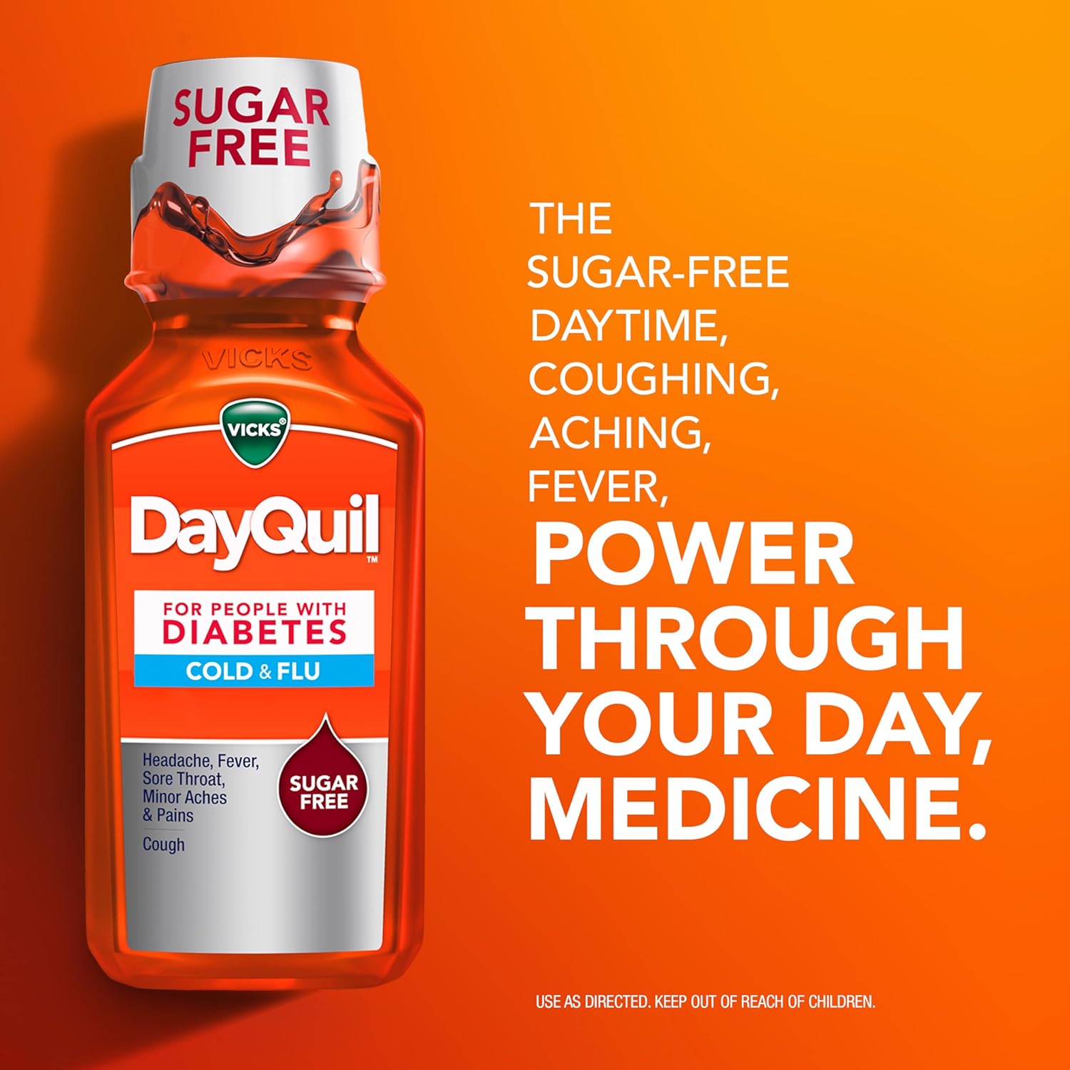 VICKS DayQuil & NyQuil Diabetes Cold & Flu Relief Medicine Co-Pack, Powerful Multi-Symptom Daytime & Nighttime Relief for Cold, Cough, and Flu Symptoms, Sugar & Alcohol Free, 2 x 12 FL OZ Bottles - Image 5